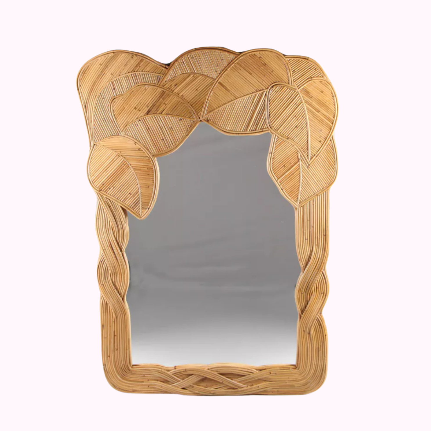 French Rattan Floor Mirror