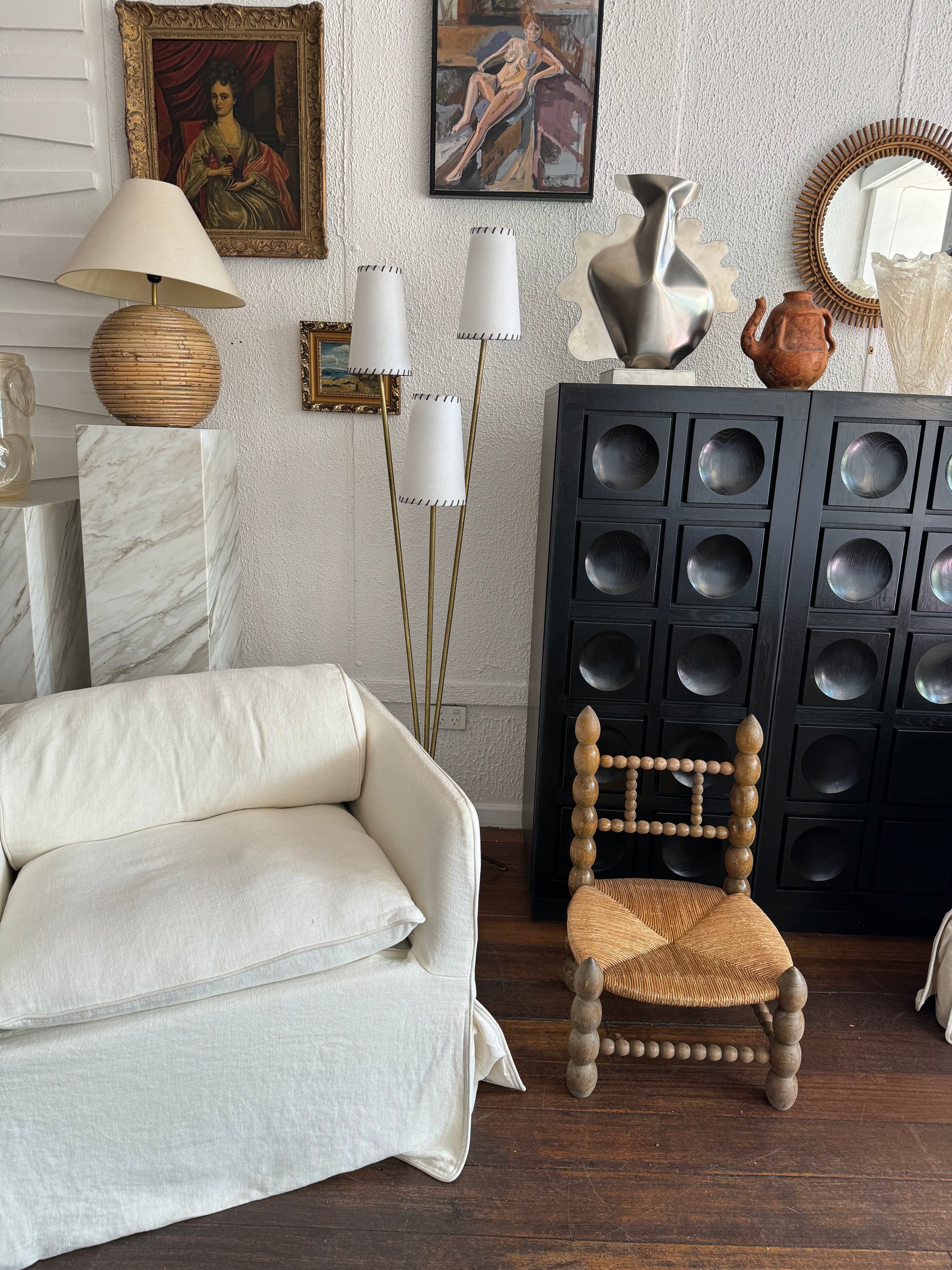 Art deco French 3 armed floor lamp