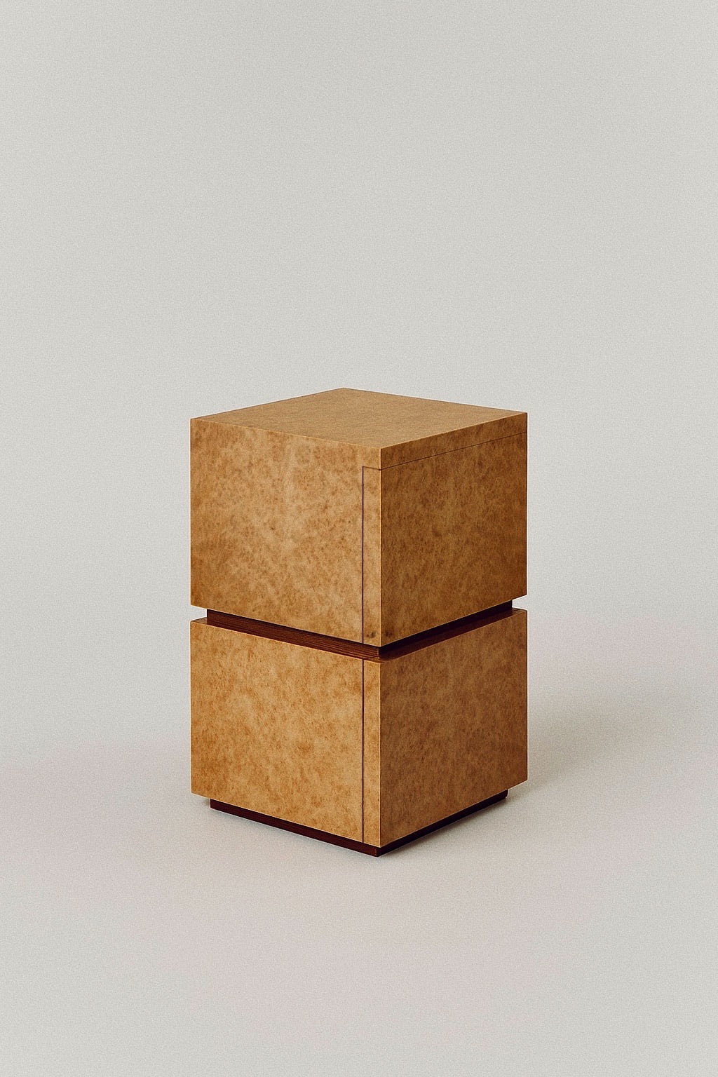Bohult duo Bedside Table in Double Burl & Stained Oak by Caia Leifsdotter