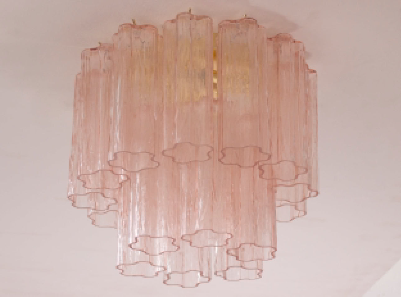 Ceiling Lamp With Cipria Pink Murano Glass Tronchi