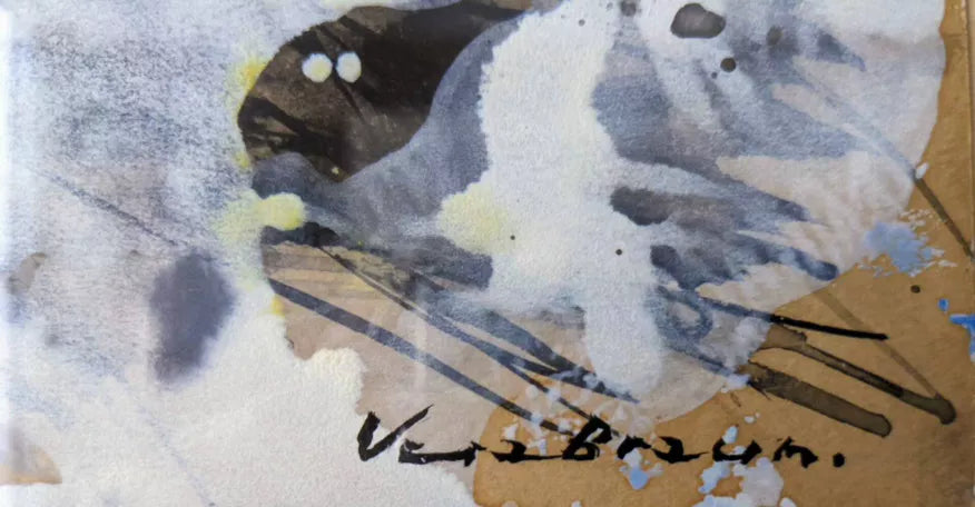 Framed Abstract Tachism Painting by Vera Lengyel