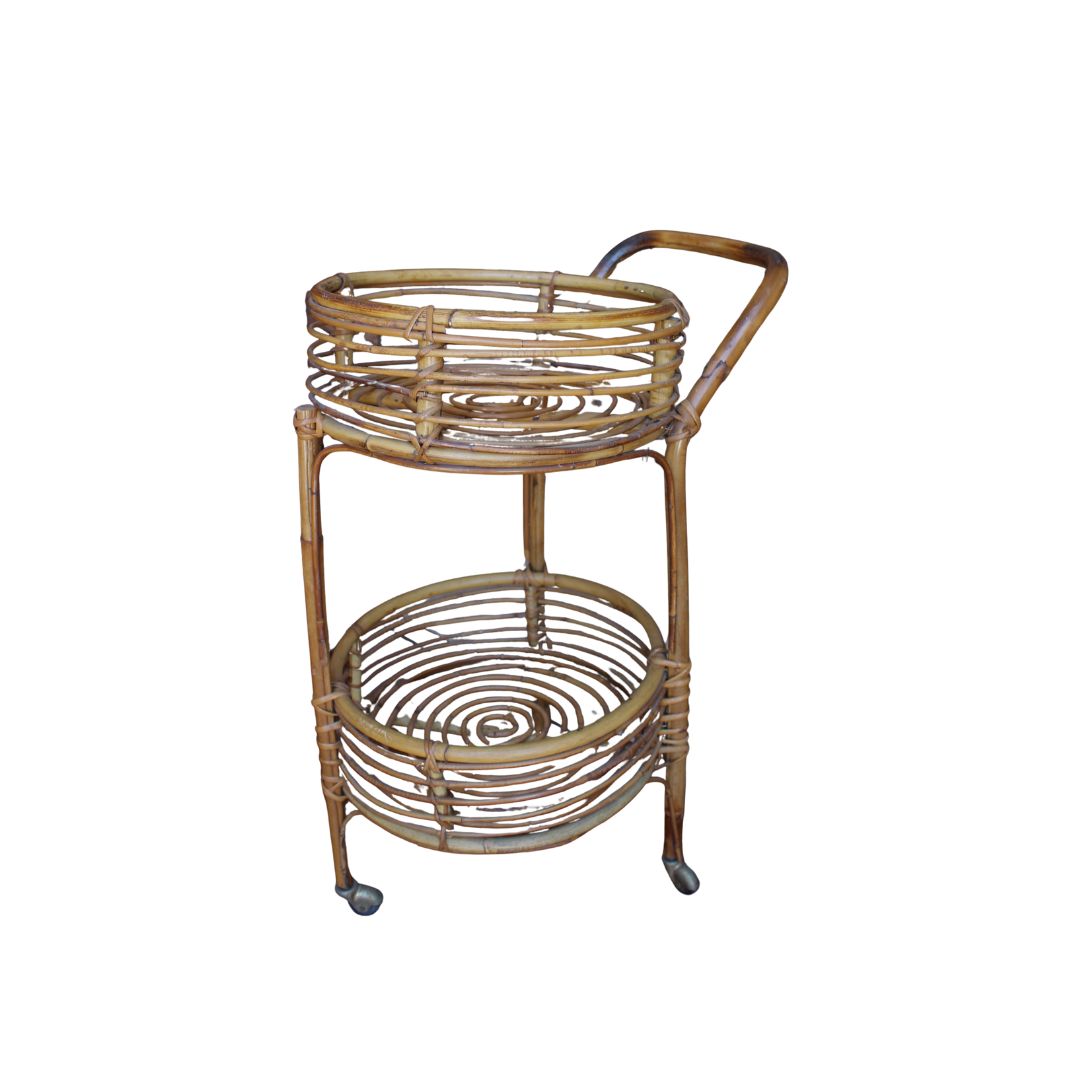 1960s Italian Bamboo Drinks Trolley