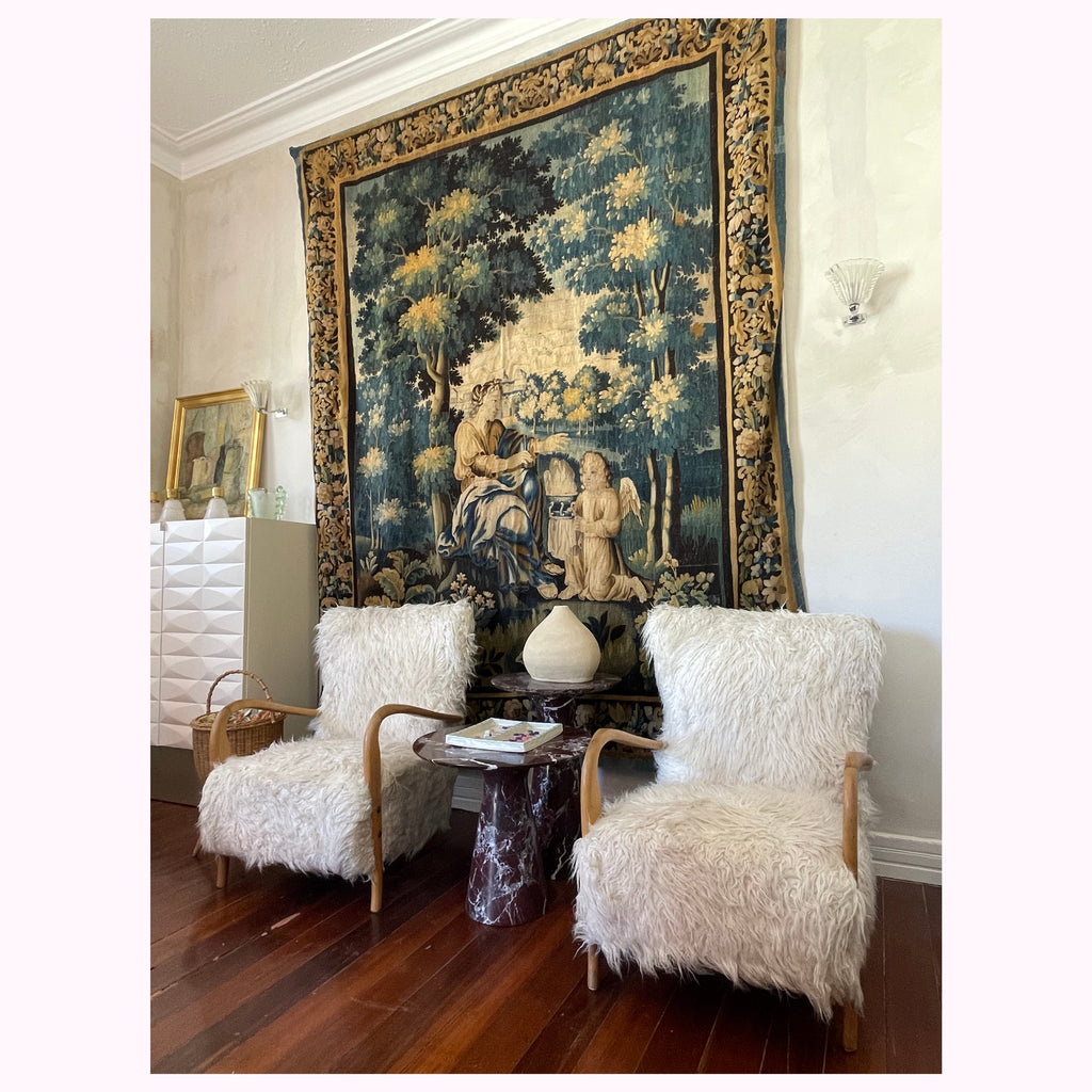 Danish Faux Fur Armchairs 1950s