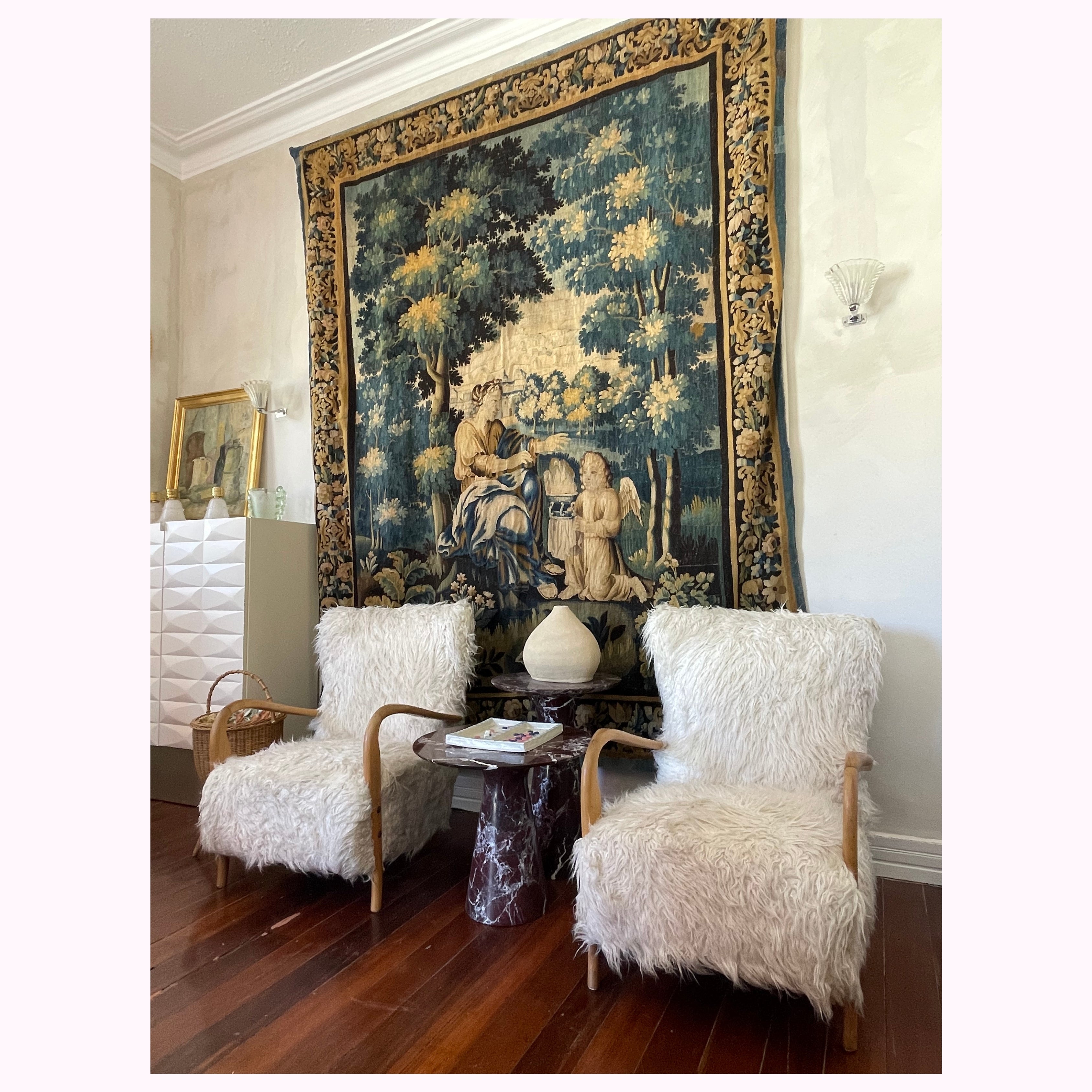 Danish Faux Fur Armchairs 1950s