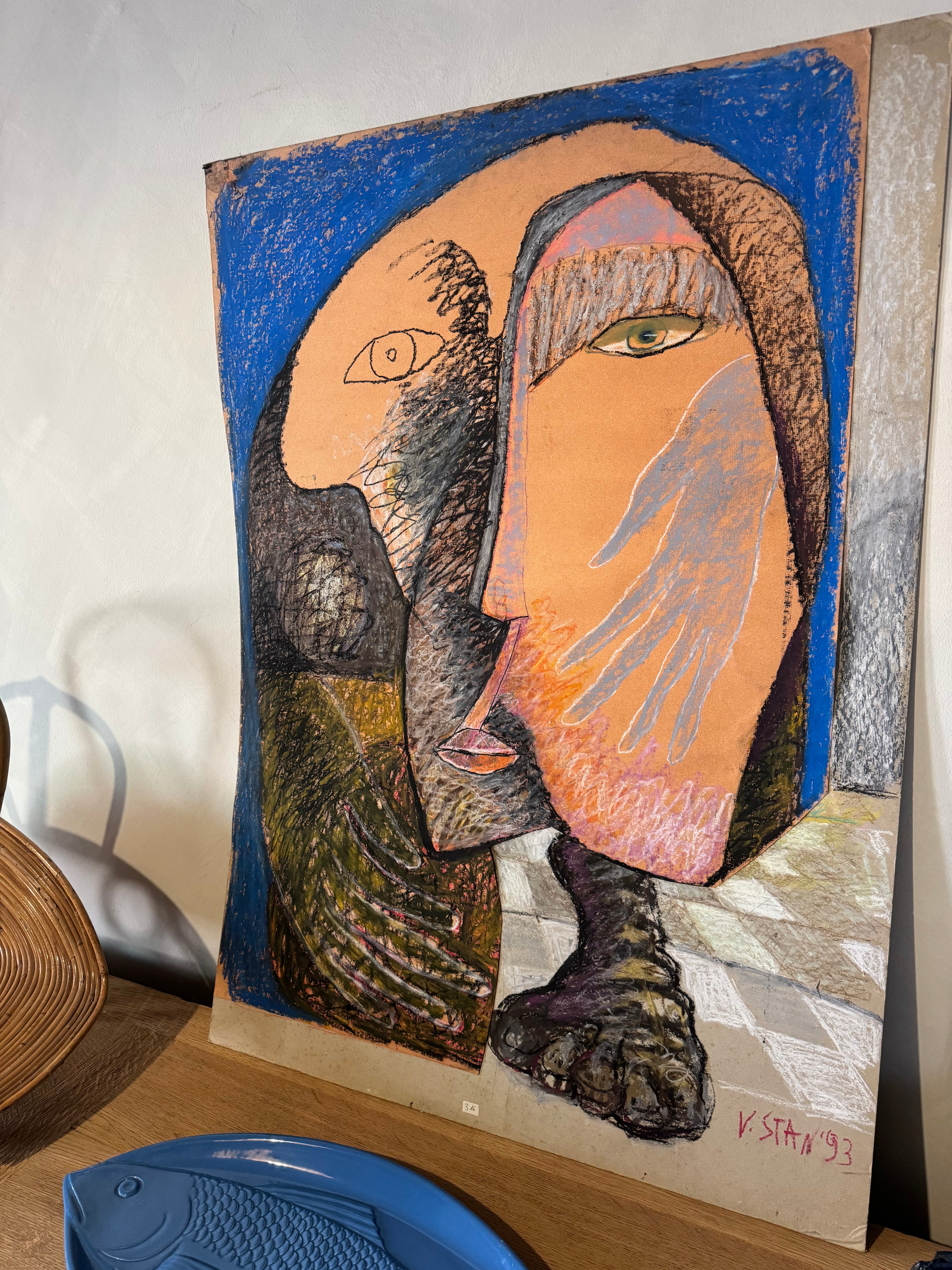 Large Figurative Abstract by V. Stan (1993 France)