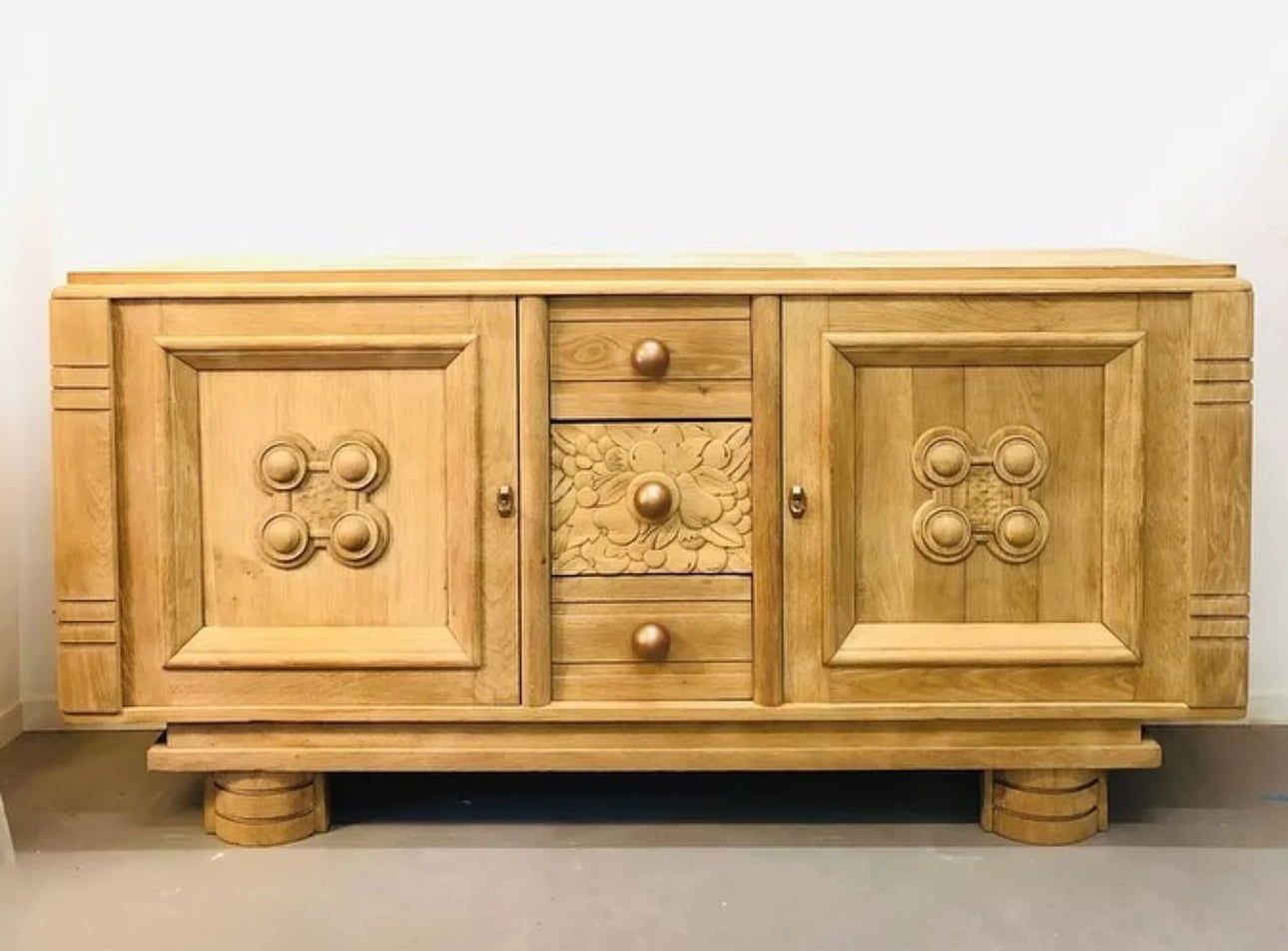 French Charles Dudouyt 1930s Oak Sideboard