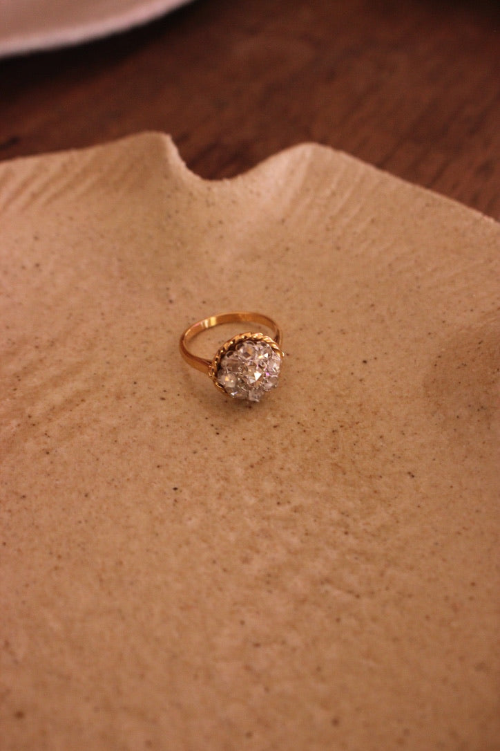 French Antique Diamond Daisy Ring