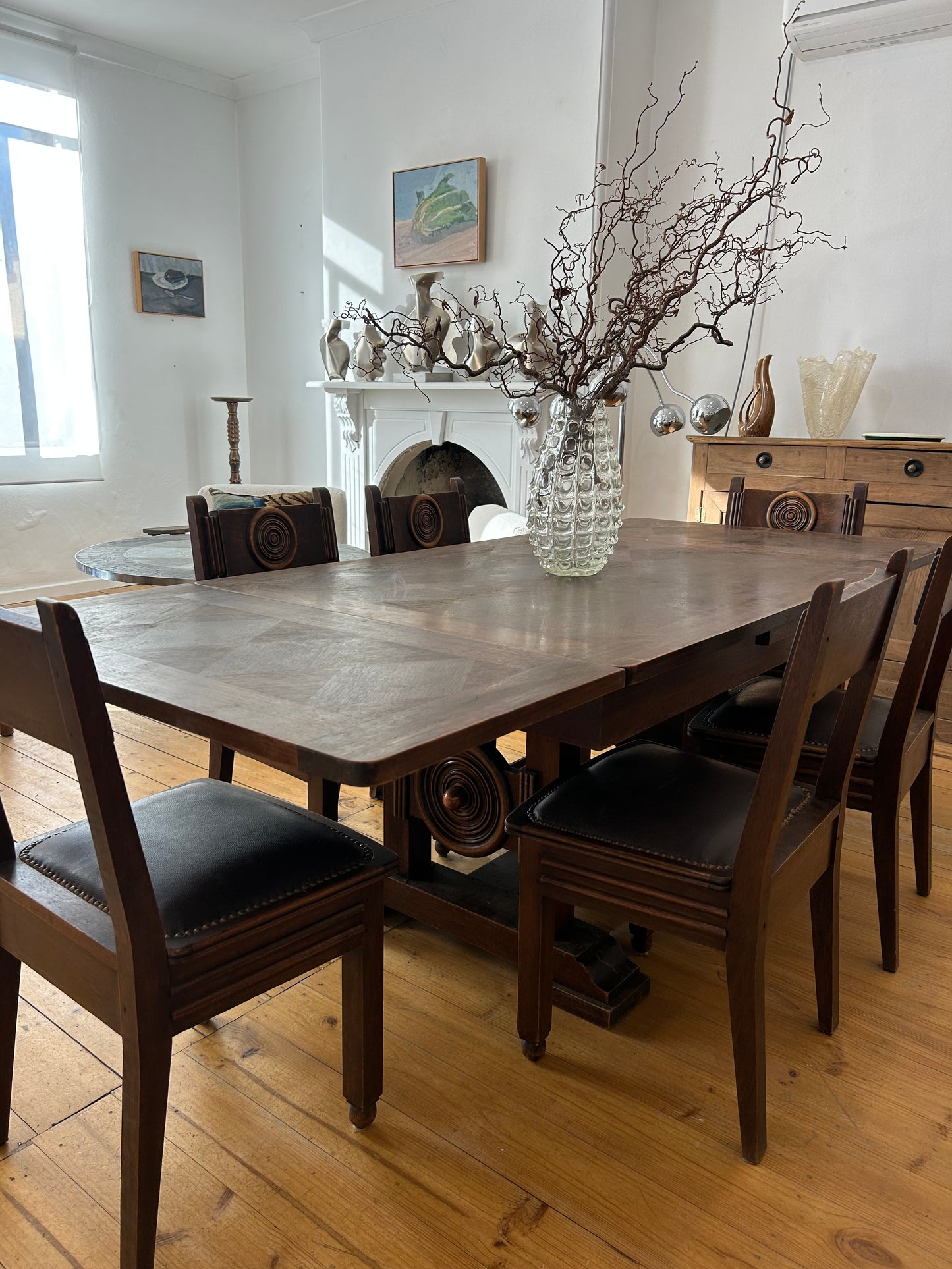 French Charles Dudouyt Table 1930 & 6 chair set