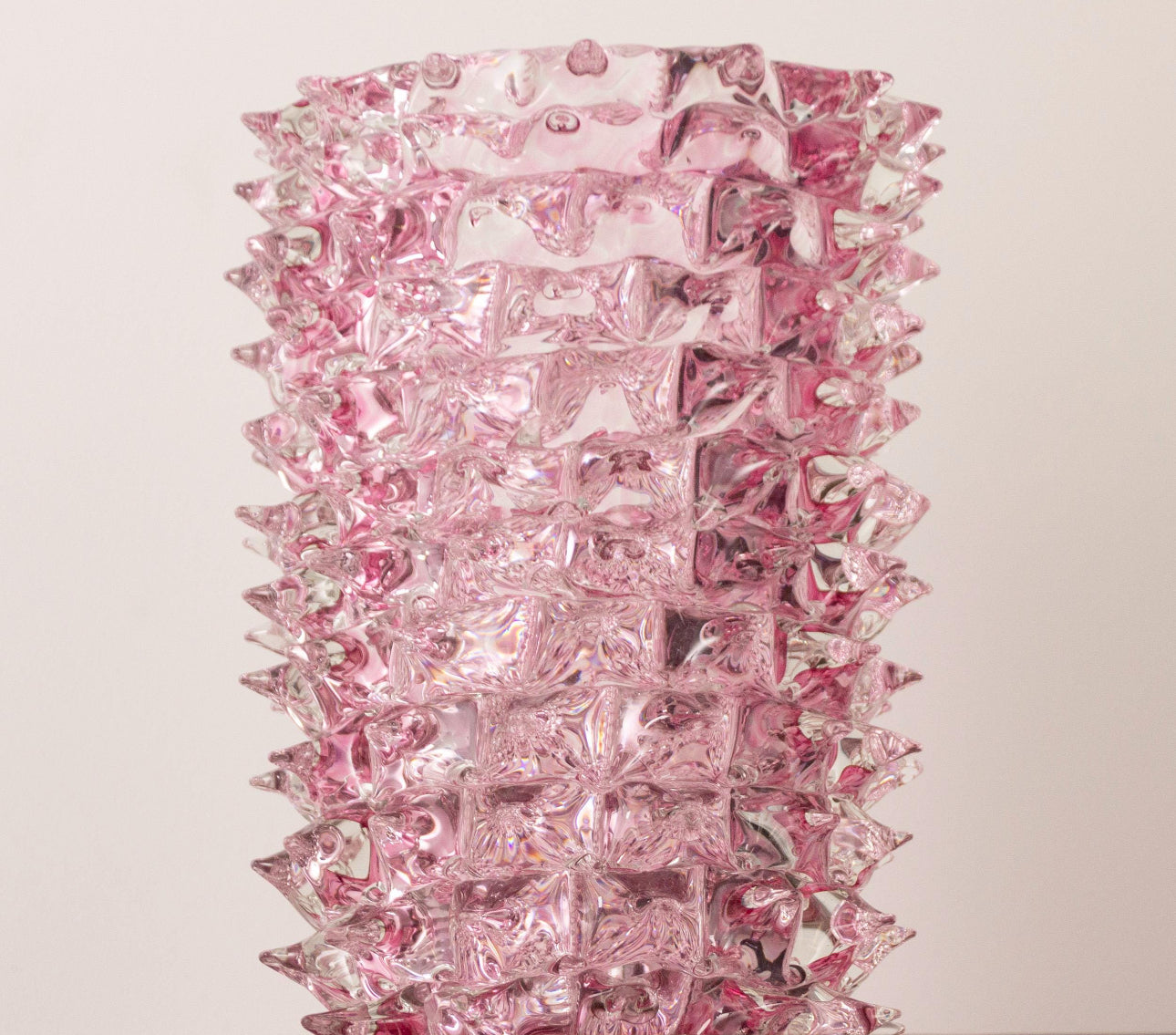 Pink and Clear Murano Glass Rostrato Vase