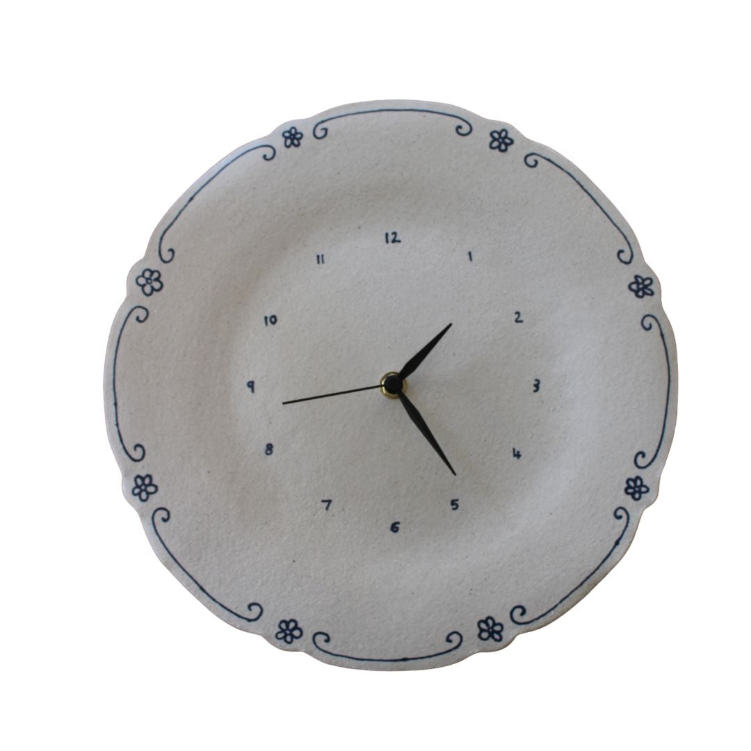 Large Cream and Blue Clock by Jasmine Raisbeck – Contemporary Designer Wall Clock