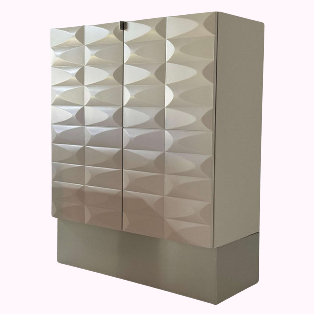 1970s White Belgium Brutalist Tall Cabinet