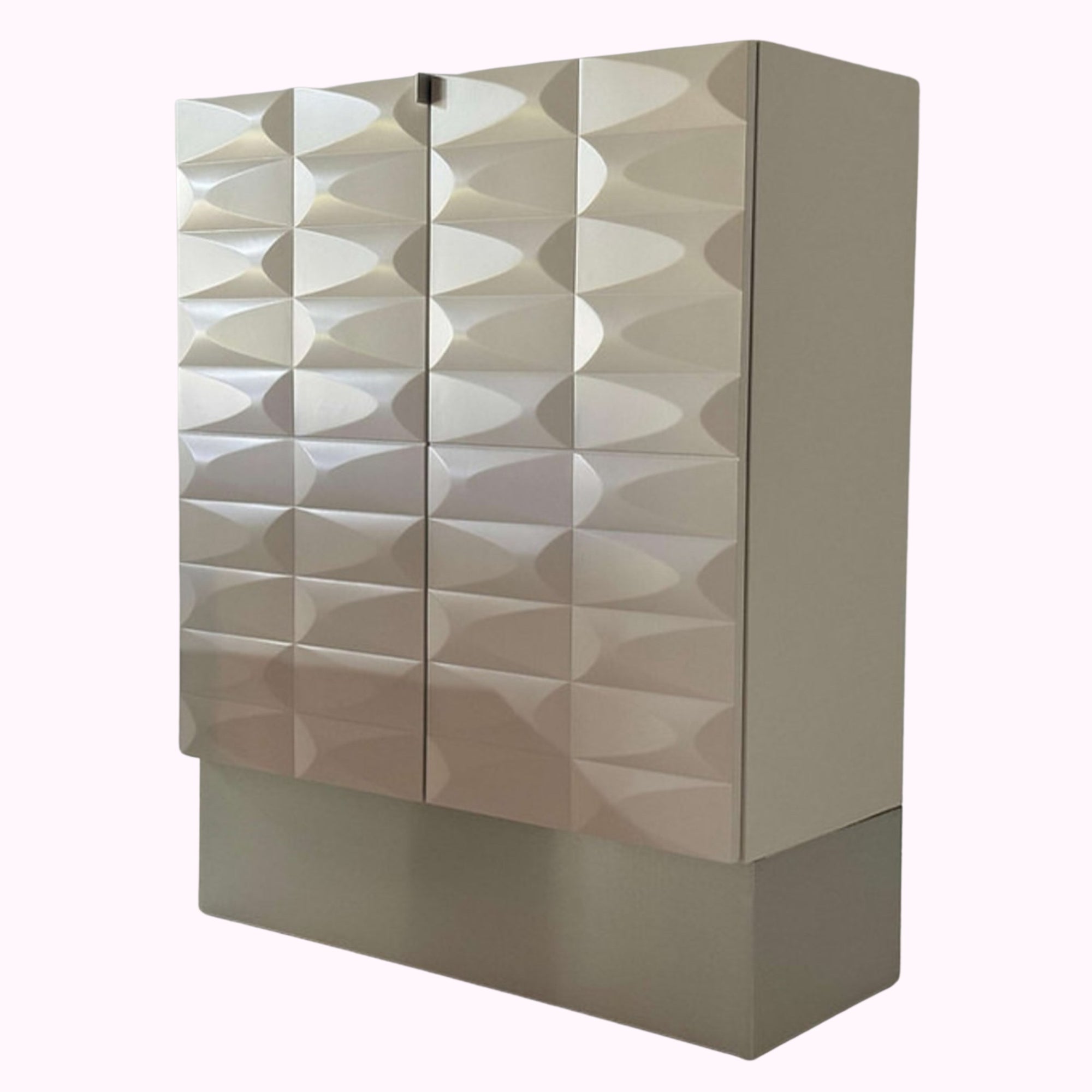1970s White Belgium Brutalist Tall Cabinet