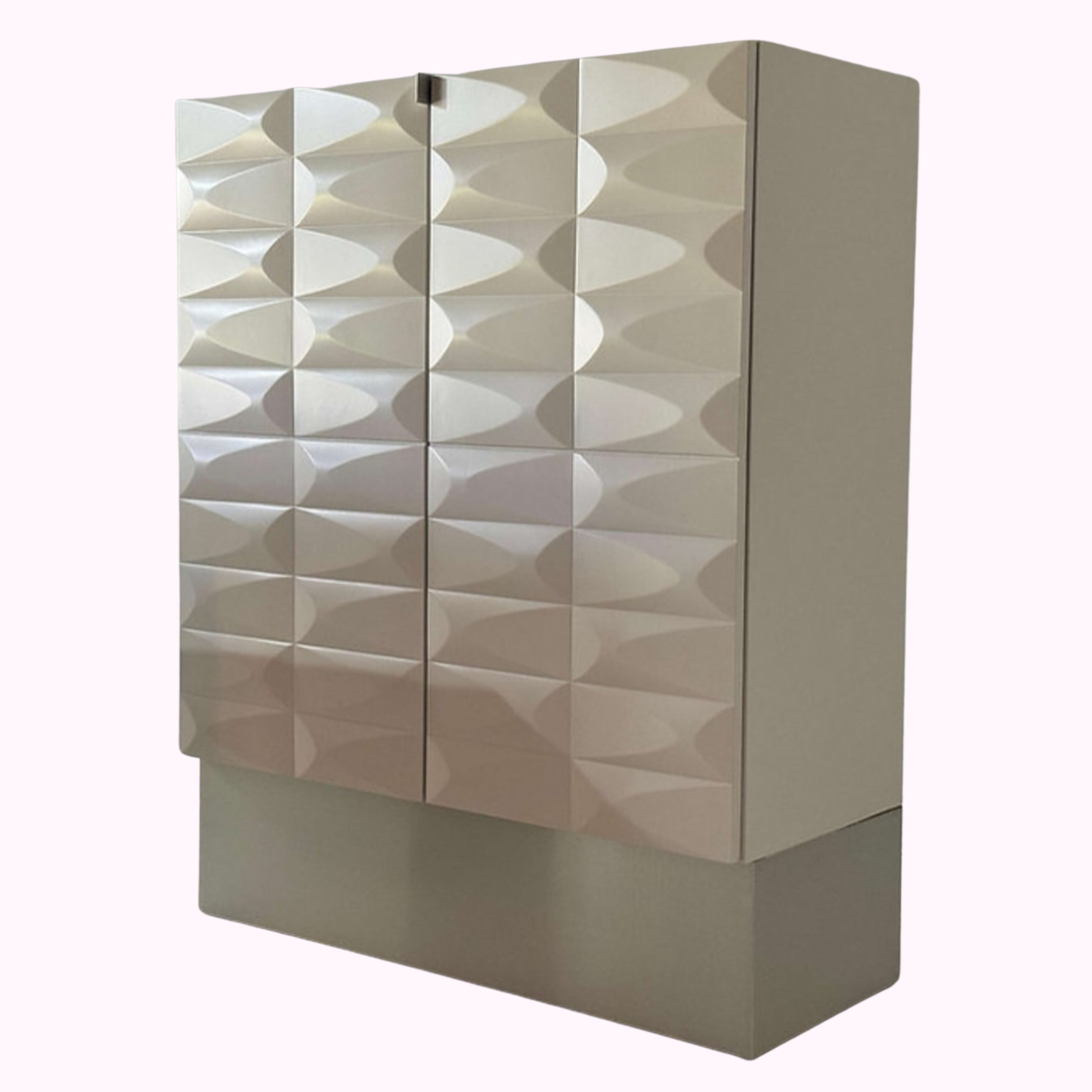 1970s White Belgium Brutalist Tall Cabinet