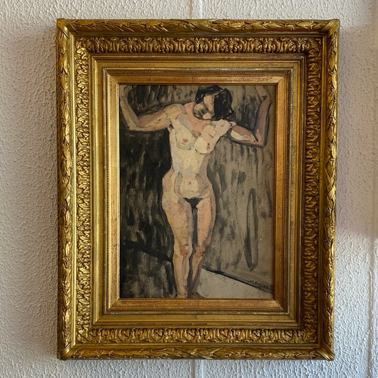 1923 French Femme Nue in 19th C Frame