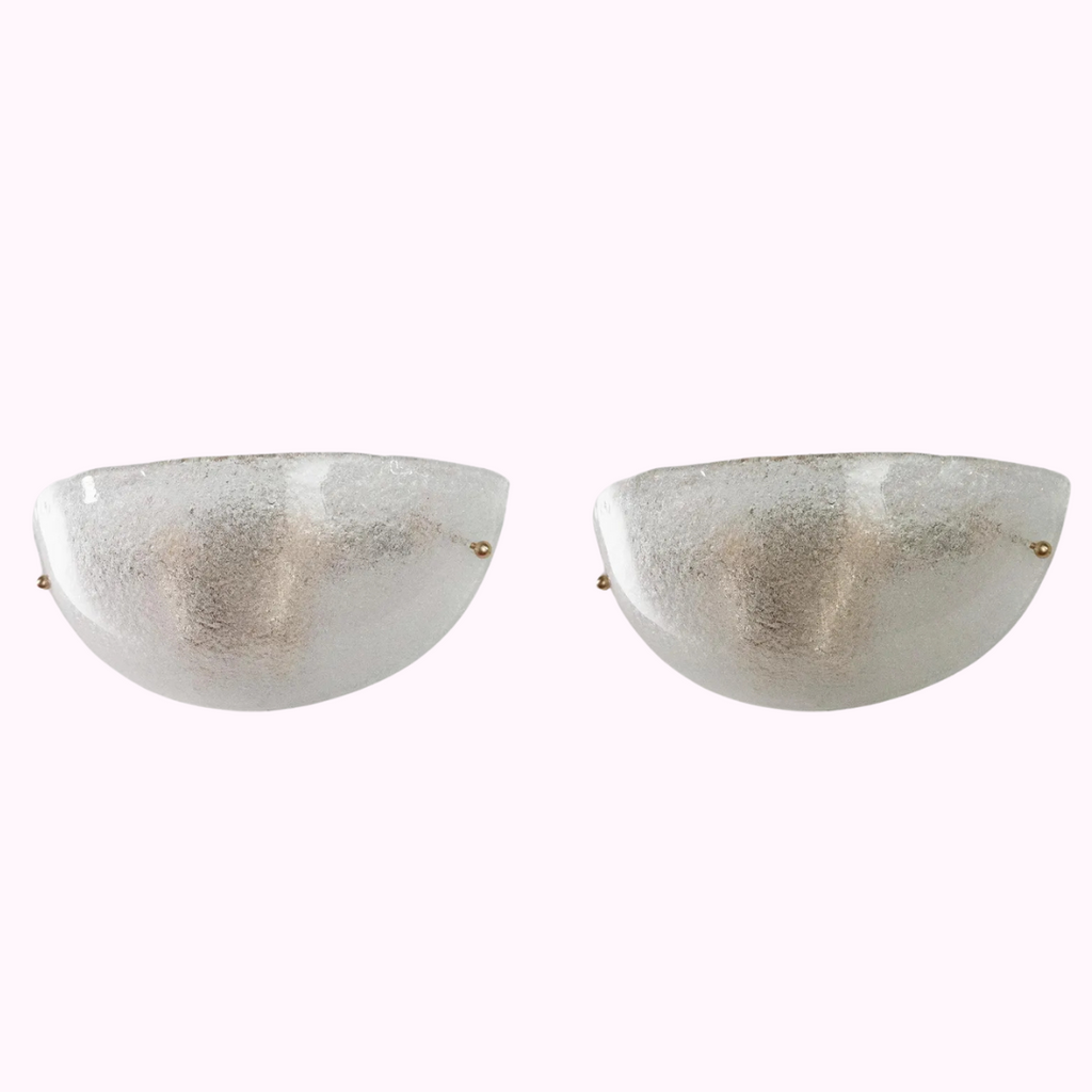 Pair of Clear Murano Wall Sconces
