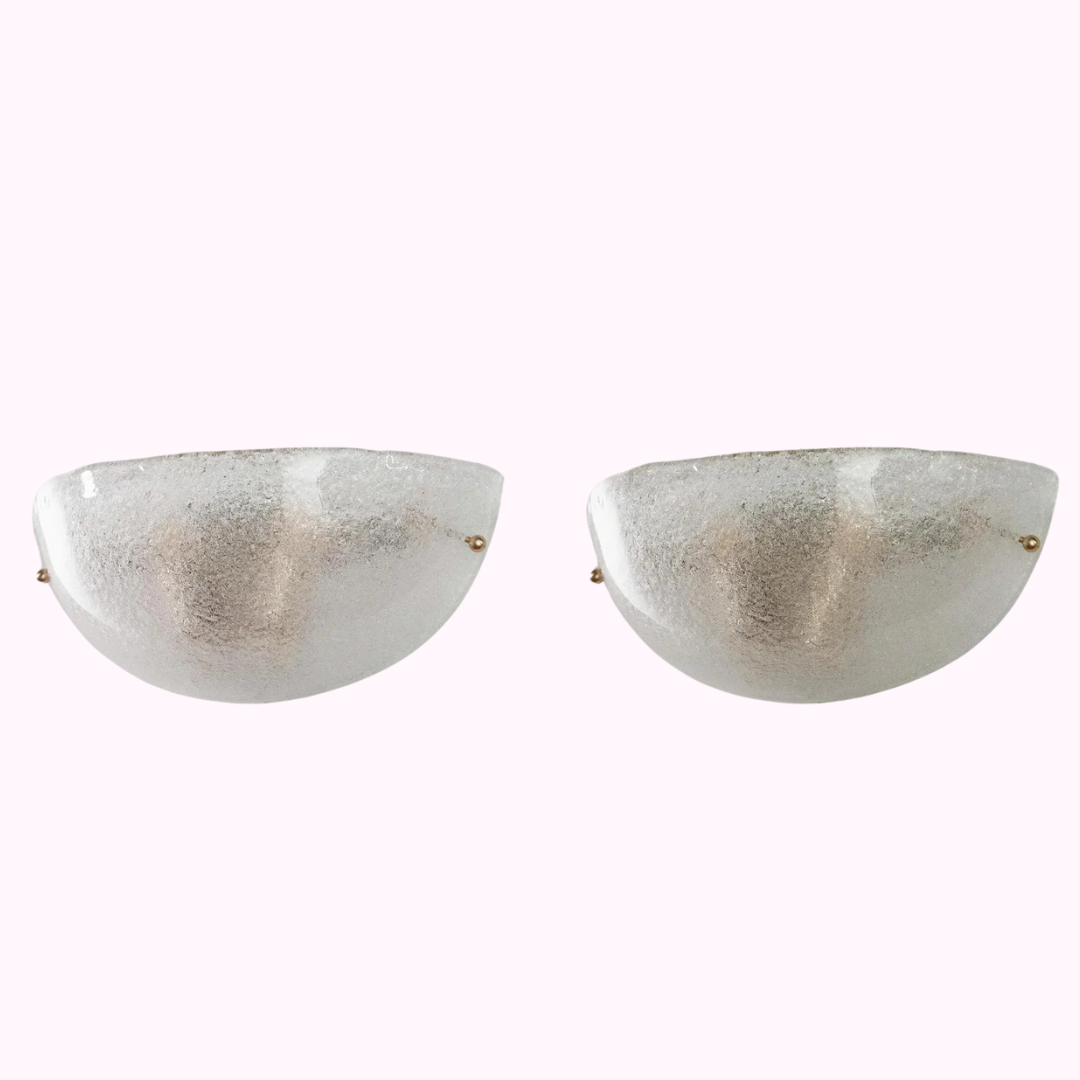Pair of Clear Murano Wall Sconces