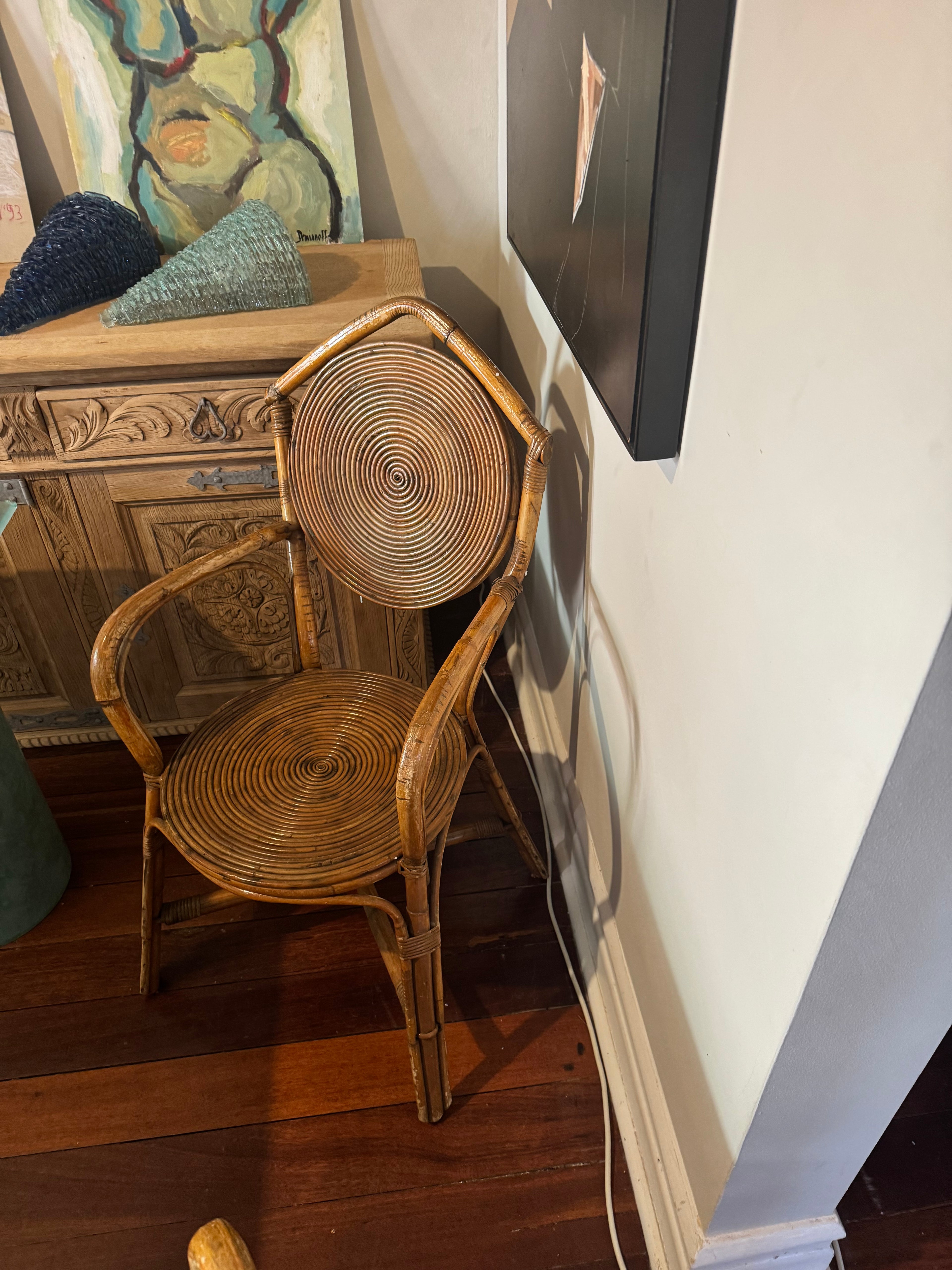 Gabriella Crespi Italian Bamboo Spiral Chair, 1960s