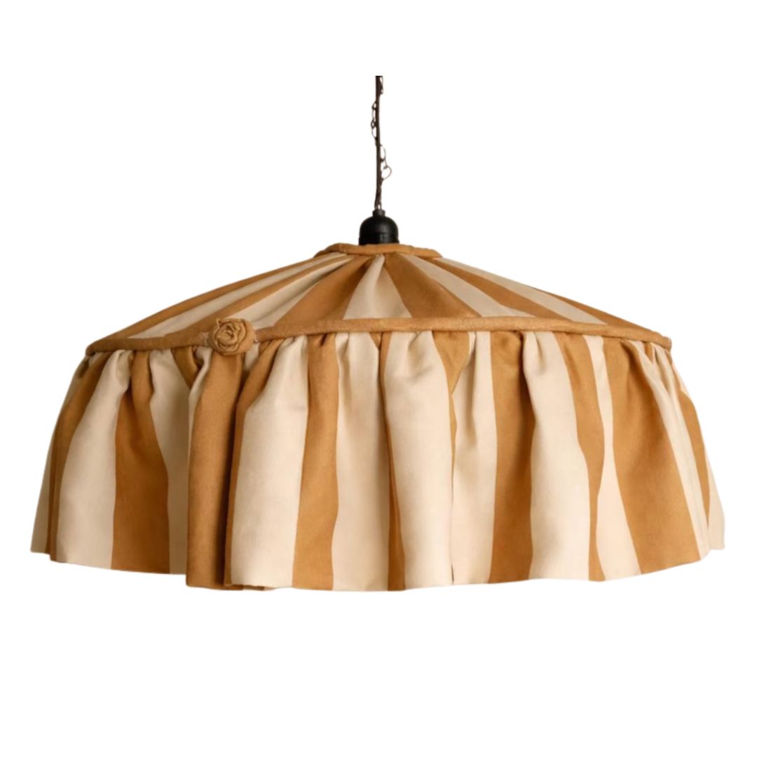 Ruffle Lampshade Caramel Cream Striped