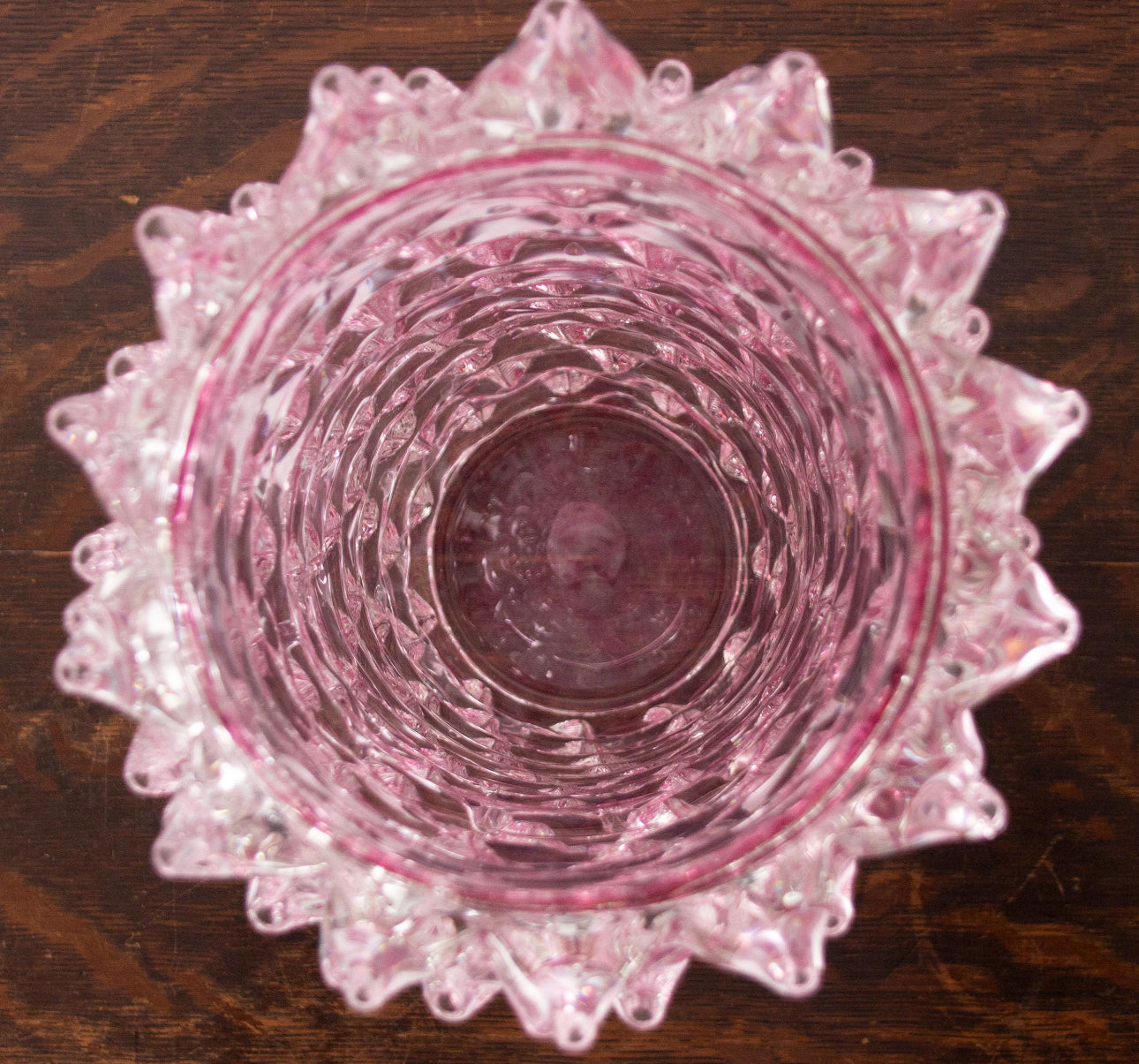 Pink and Clear Murano Glass Rostrato Vase