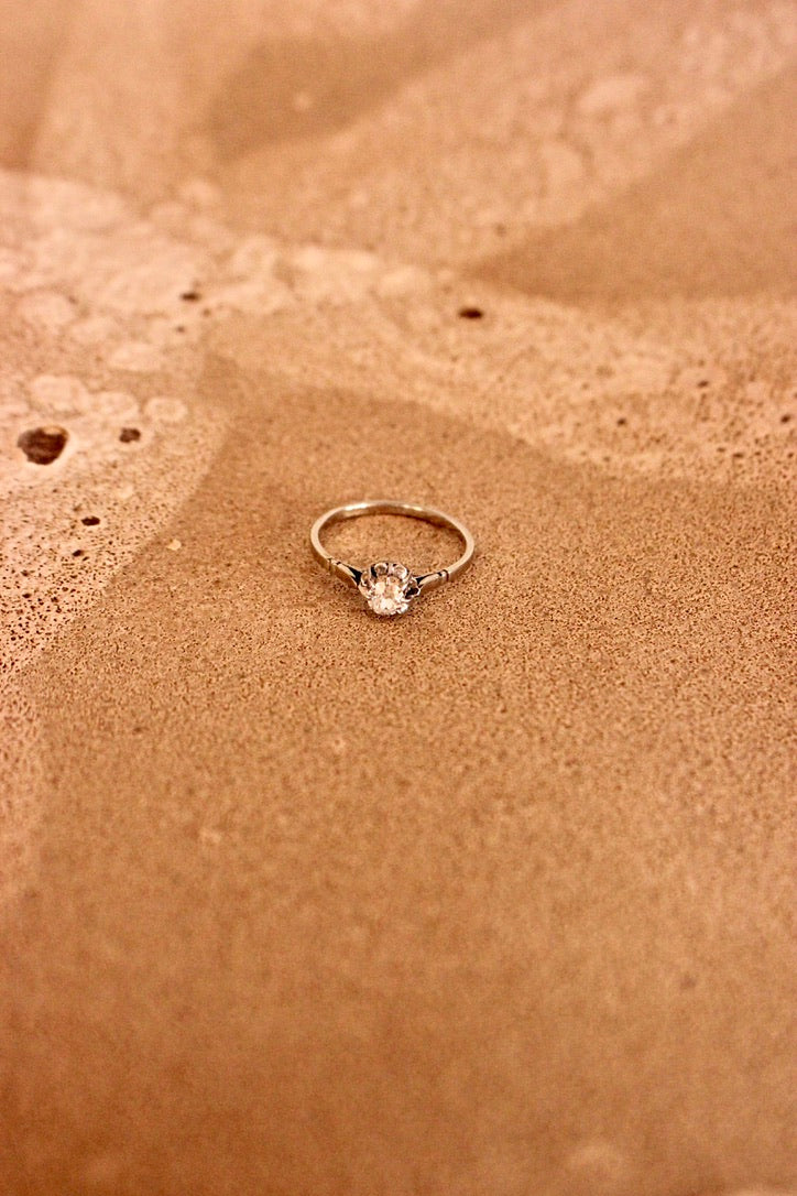 French Art Deco Diamond Solitaire Ring