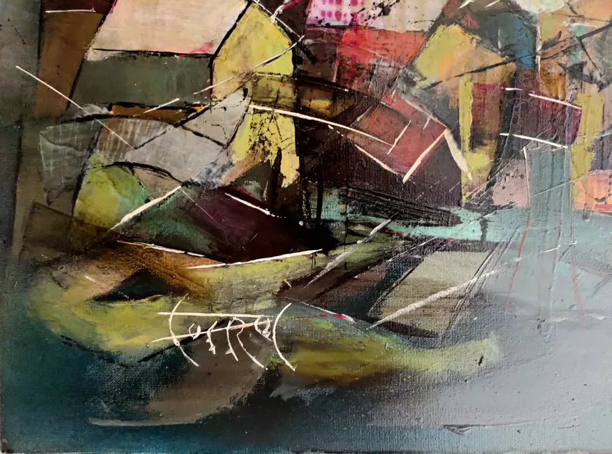 Cubist Landscape 1980s Paris Painting