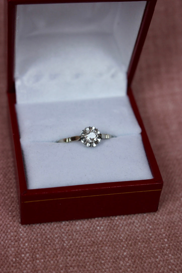 French Art Deco Diamond Solitaire Ring