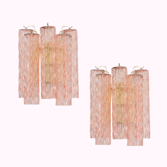 Pair of Pink Murano Sconces