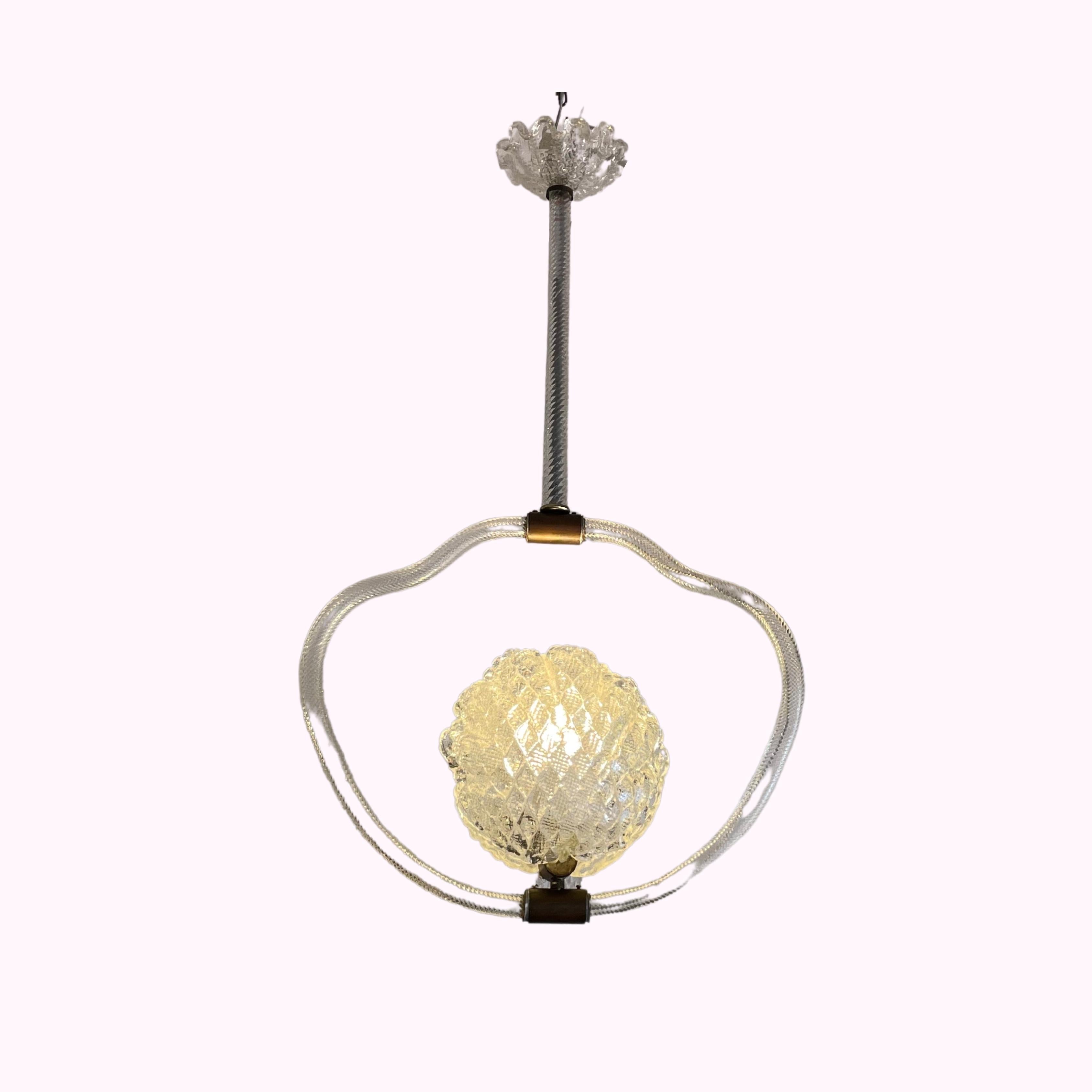 1940s Barovier & Toso Murano Shell Pendant