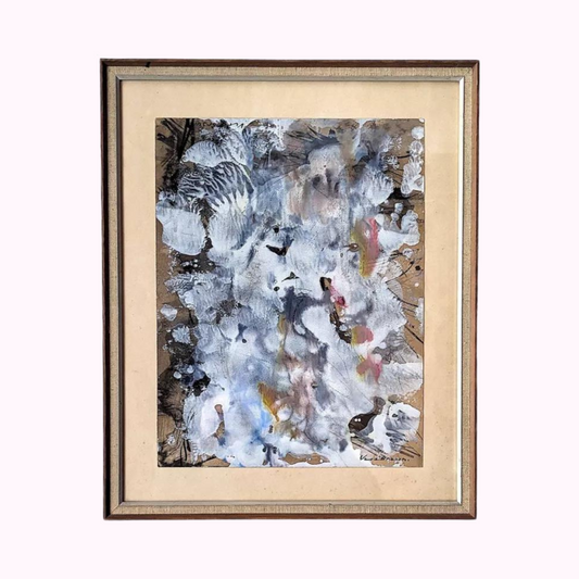 Framed Abstract Tachism Painting by Vera Lengyel