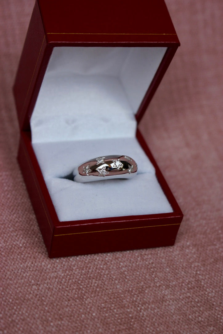 French Diamond Bombé Domed Ring