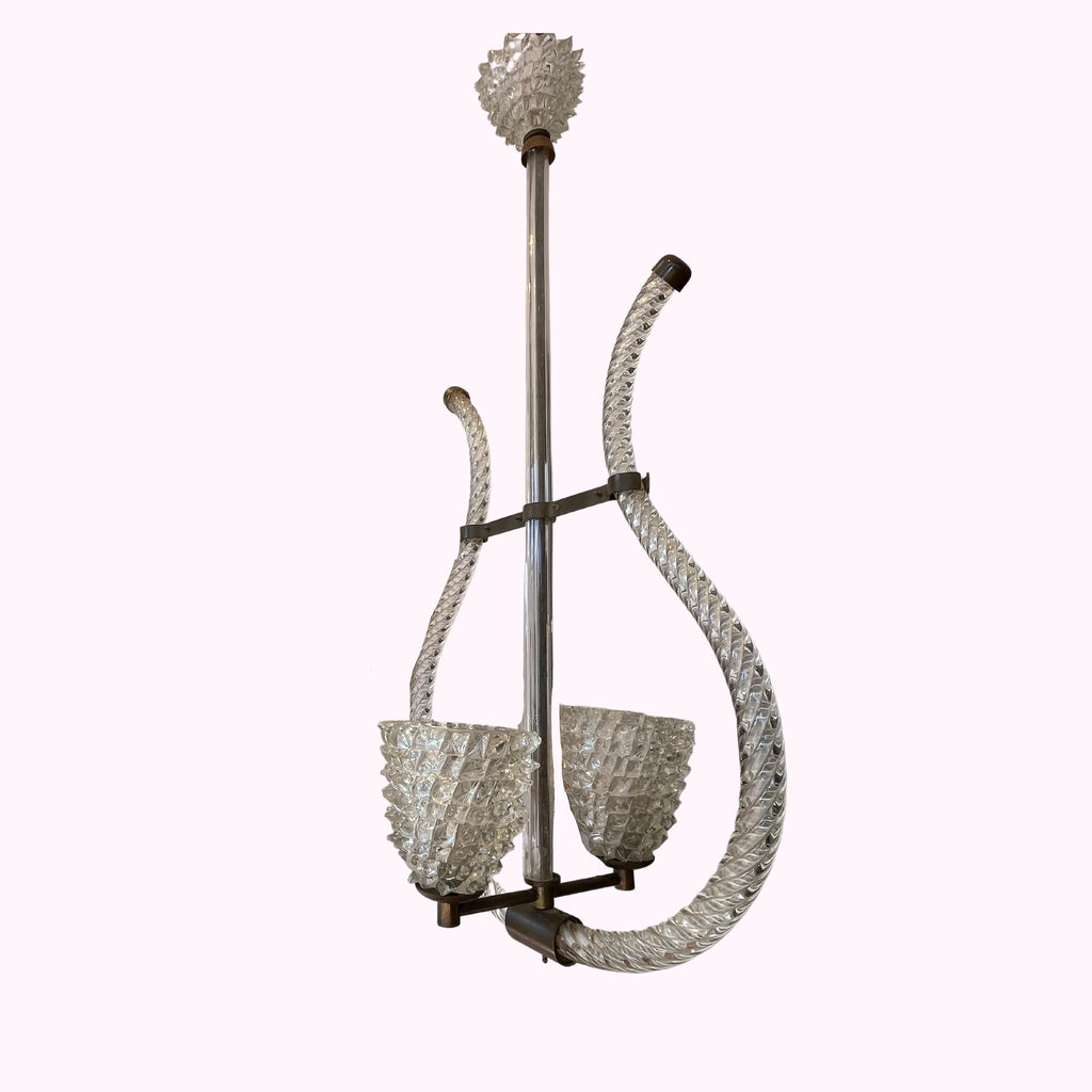 1940s Barovier & Toso Double Rostrato Murano Chandelier