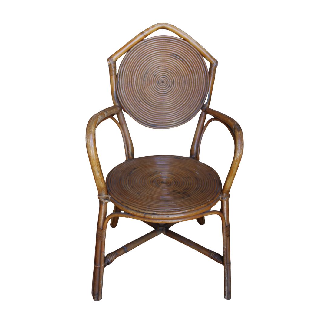 Gabriella Crespi Italian Bamboo Spiral Chair, 1960s