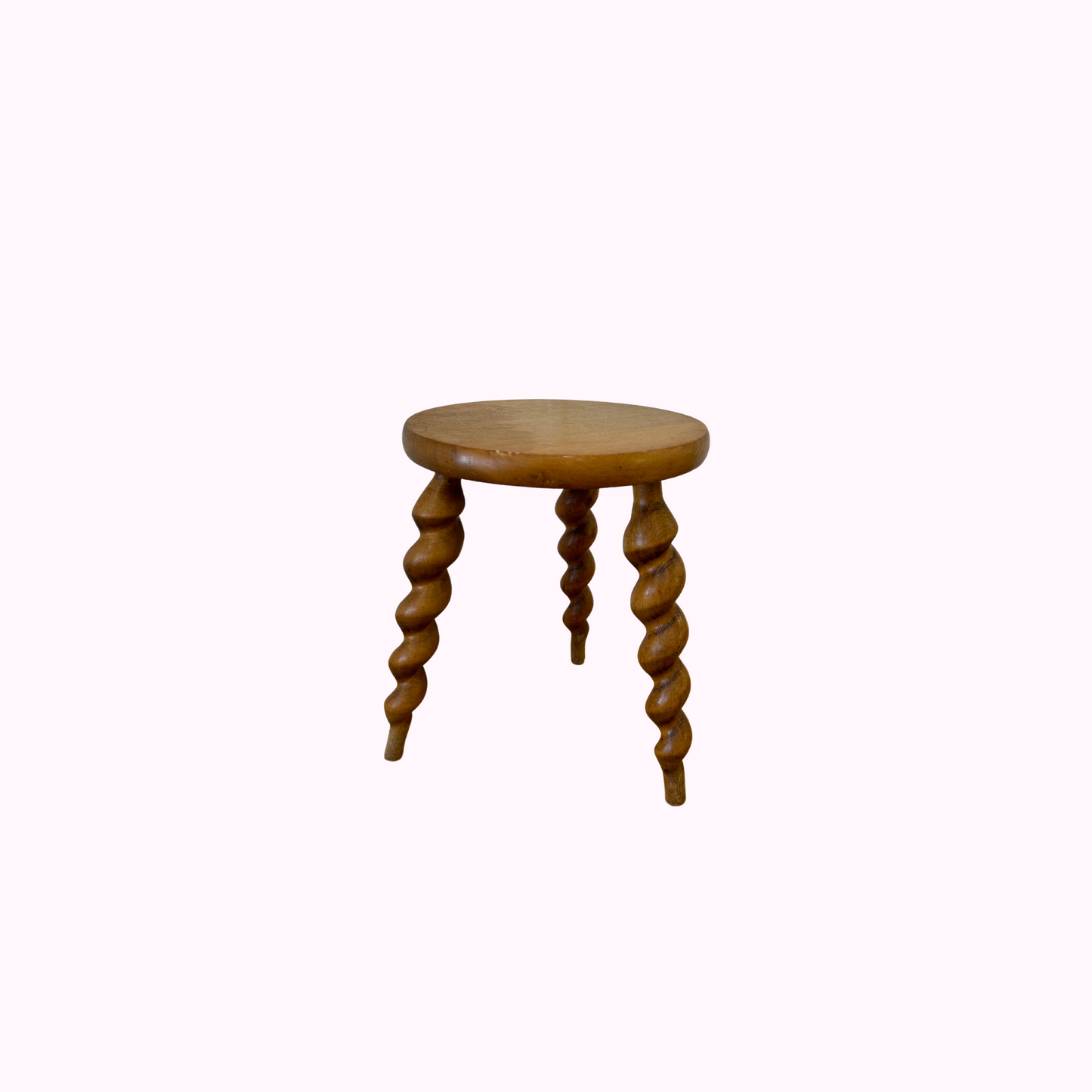 Early 20th Century French Oak Twist Stool from Paris