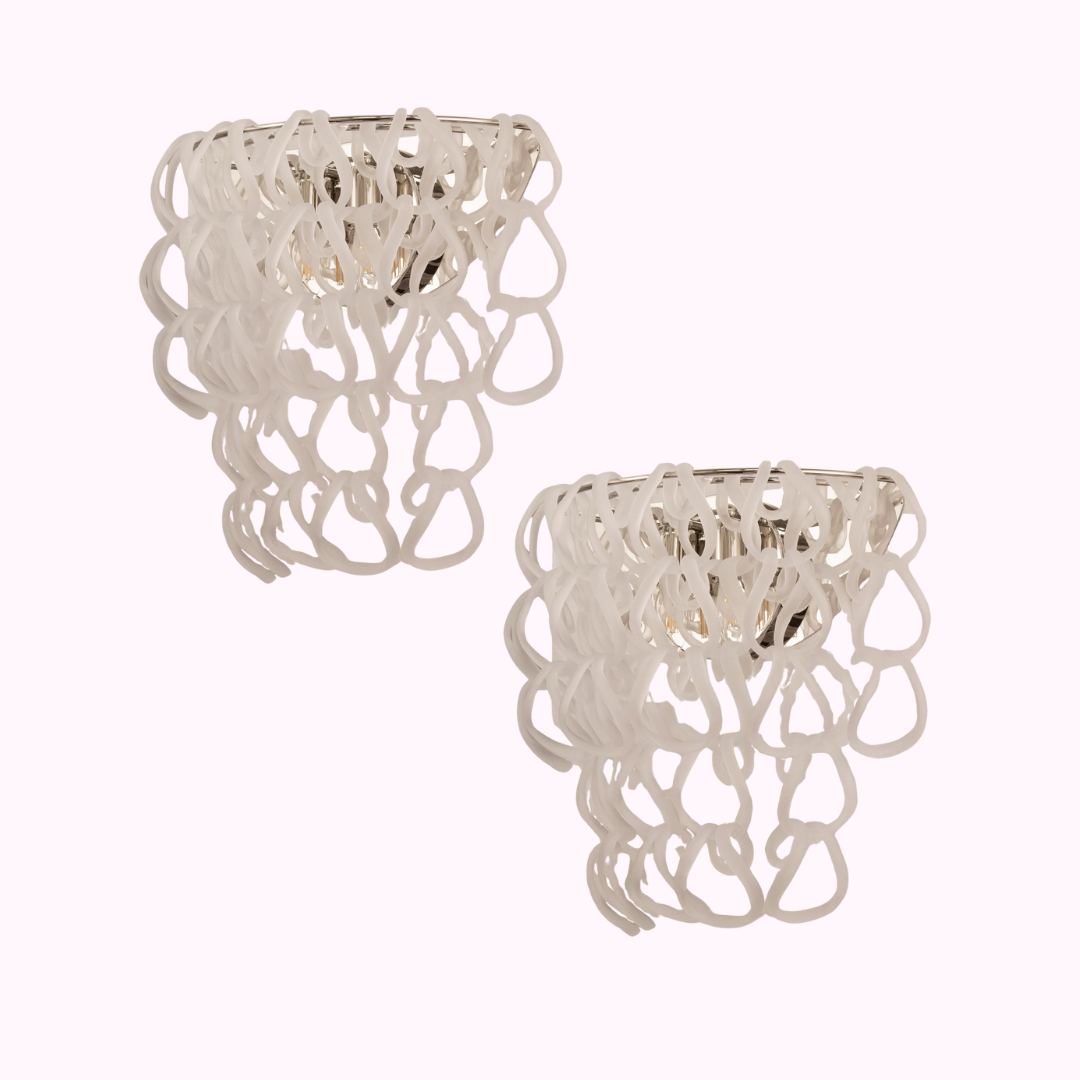 Large wall sconce with frosted Murano glass chains