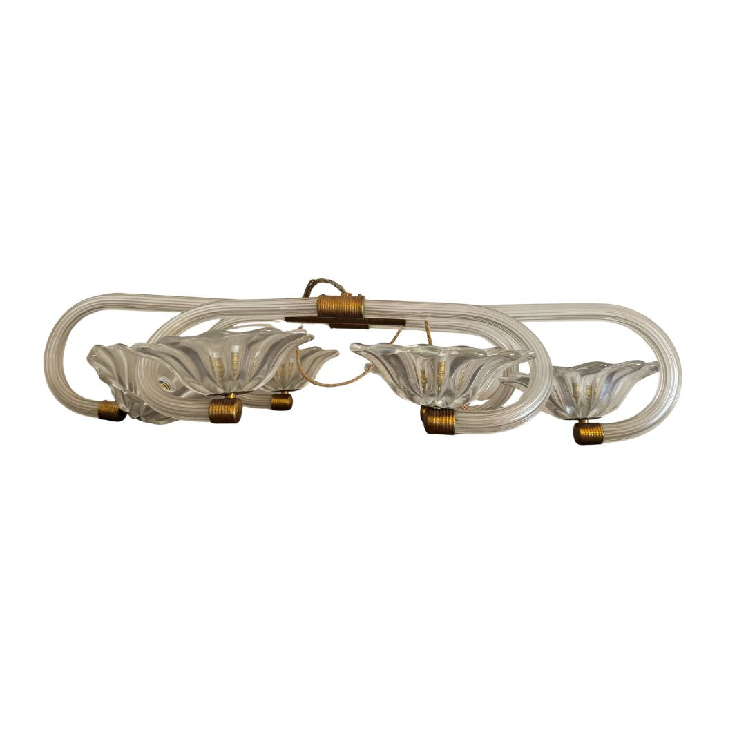 1940s Barovier & Toso Murano and brass Linear Chandelier