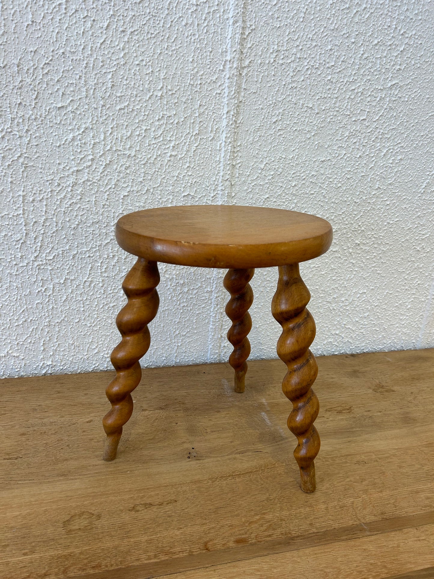 Early 20th Century French Oak Twist Stool from Paris