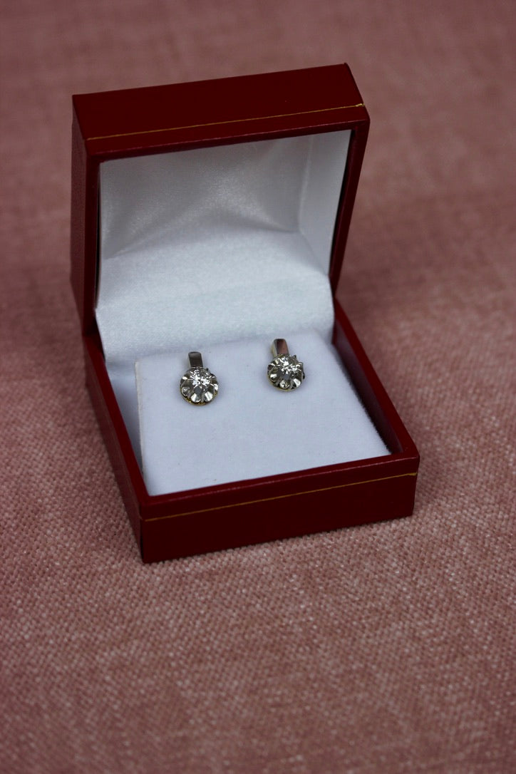 French Art Deco Diamond Stud Earrings