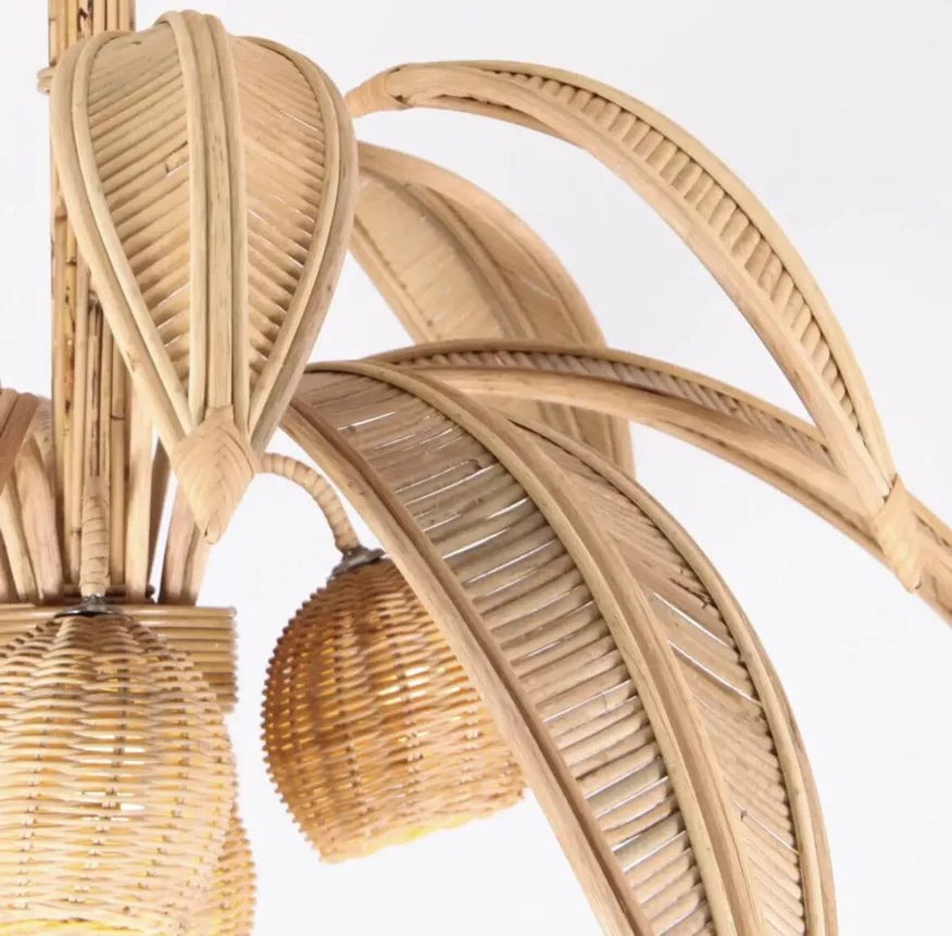 French Rattan Palm Tree Pendant