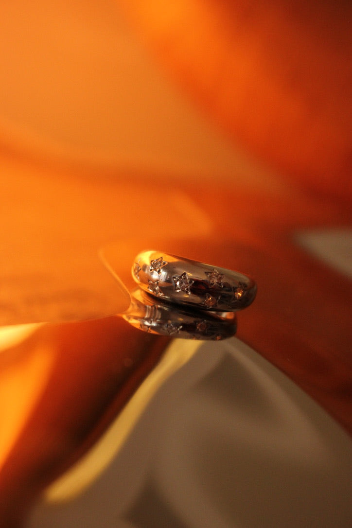 French Diamond Bombé Domed Ring