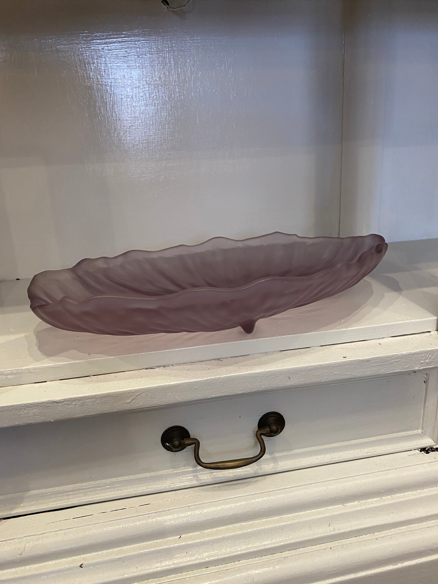 Midcentury French Scalloped edge Lilac glass platter