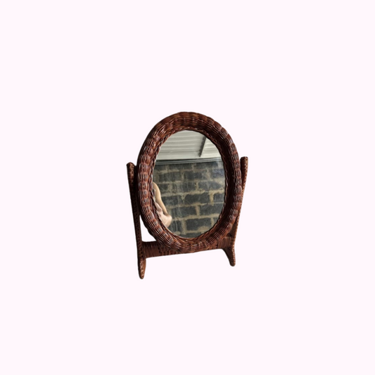 1960s French Wicker Table Mirror