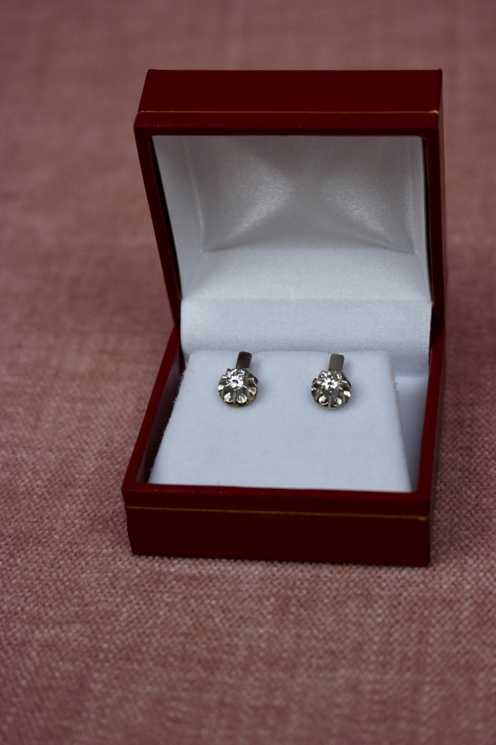 French Art Deco Diamond Stud Earrings