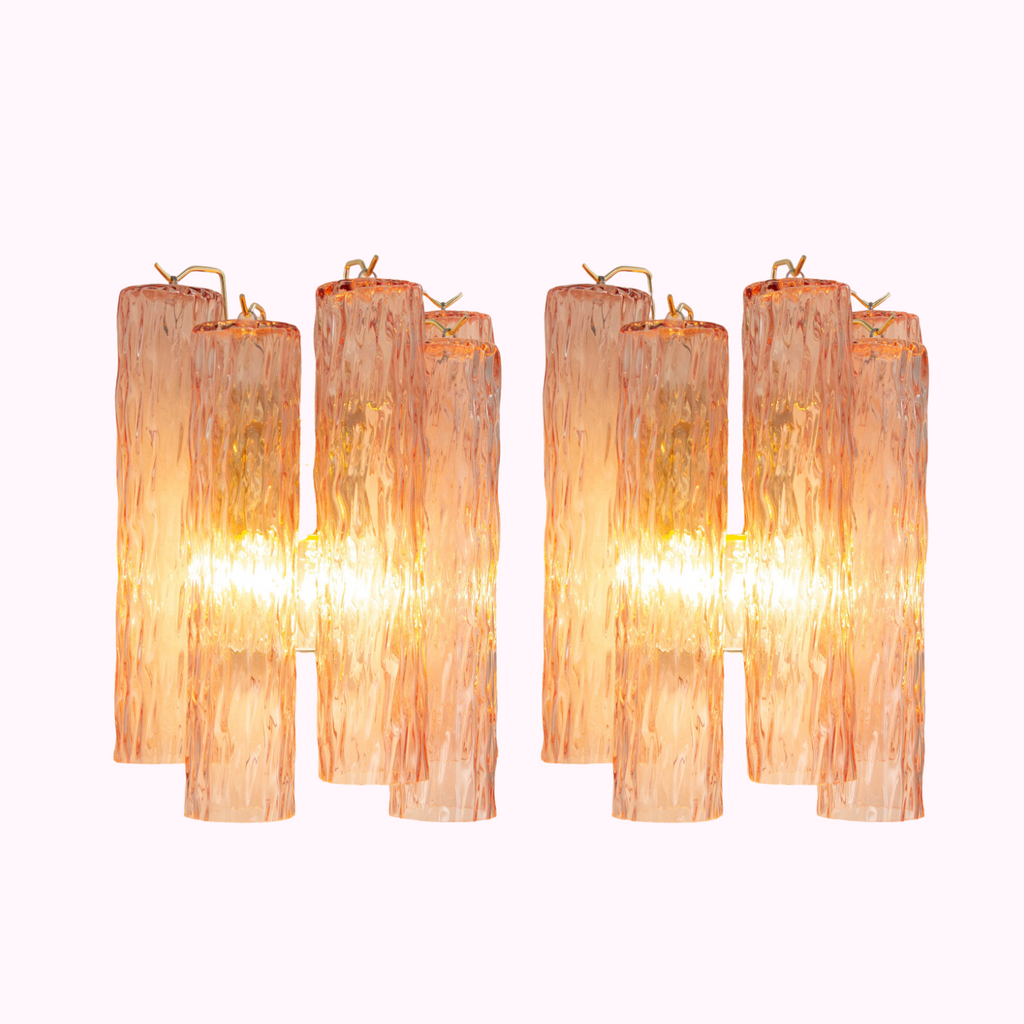 Pair of Pink Murano Sconces