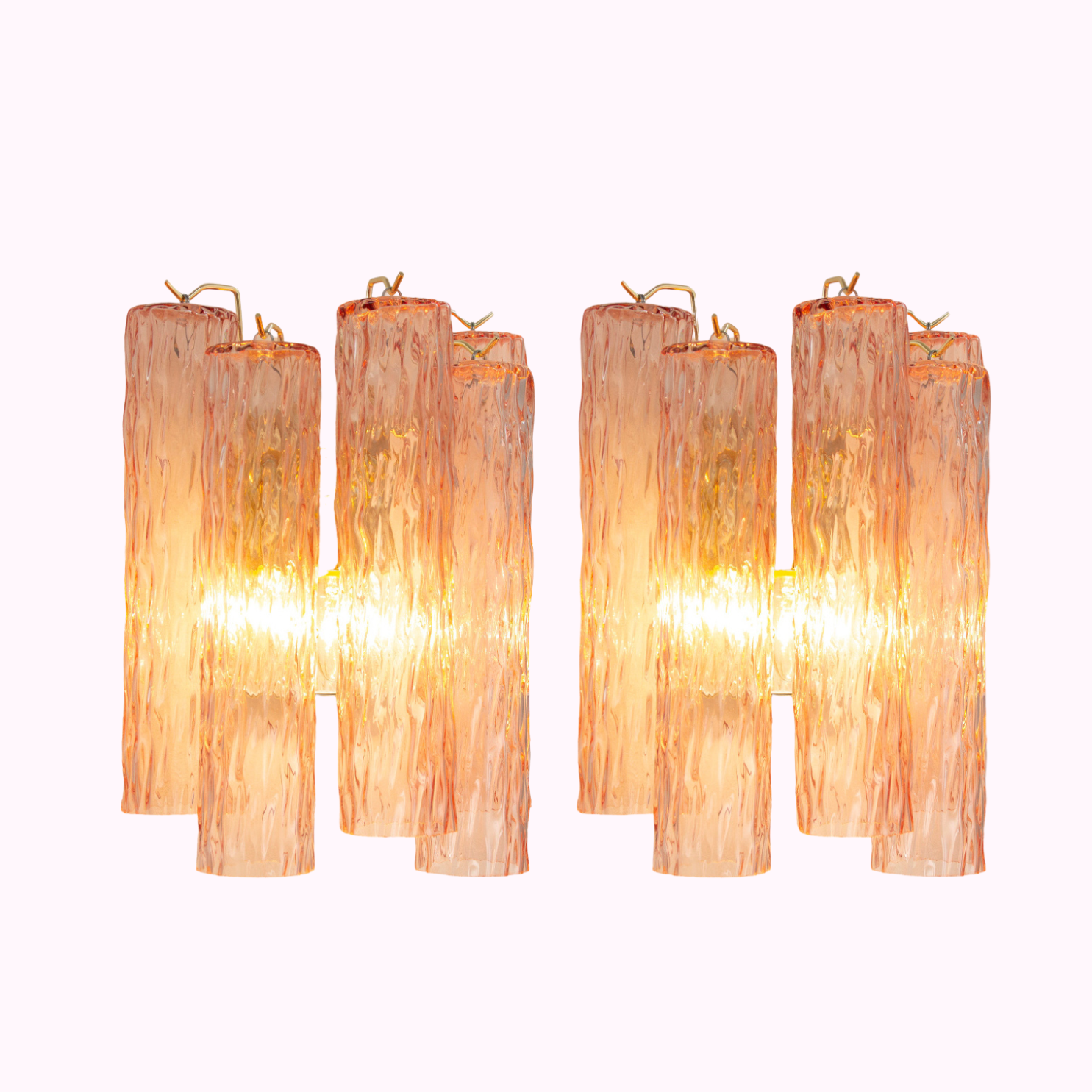 Pair of Pink Murano Sconces
