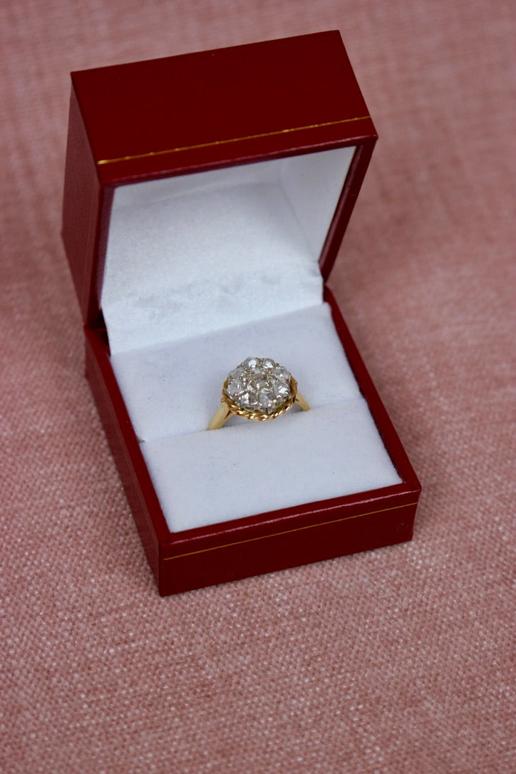 French Antique Diamond Daisy Ring