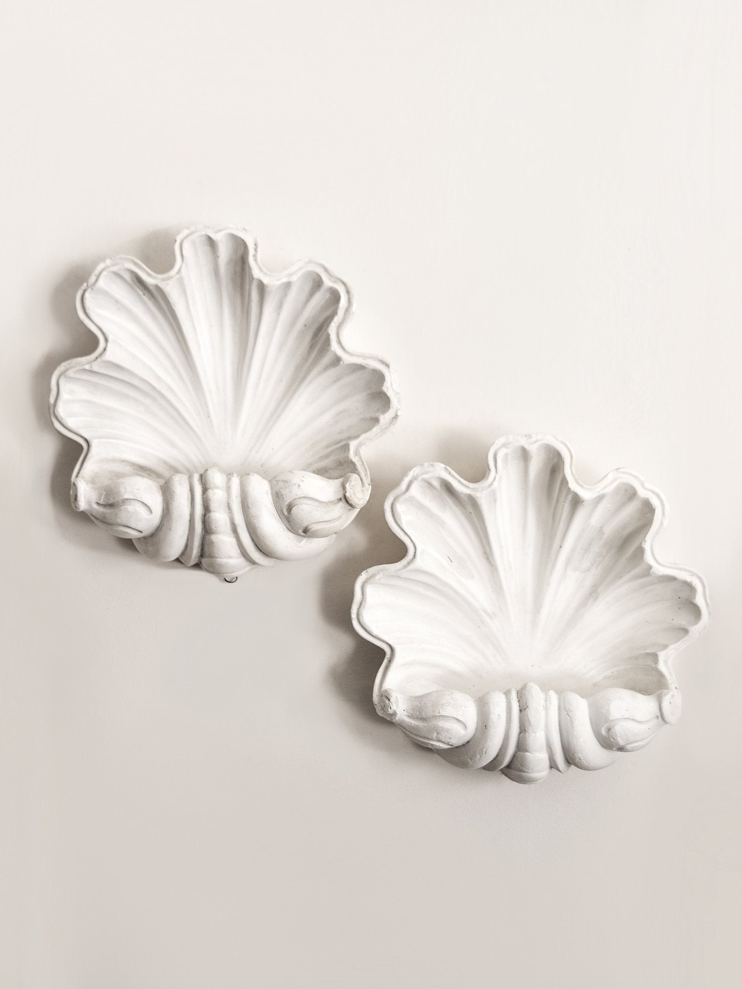 Art Deco 1930s French Plaster Shell Sconces