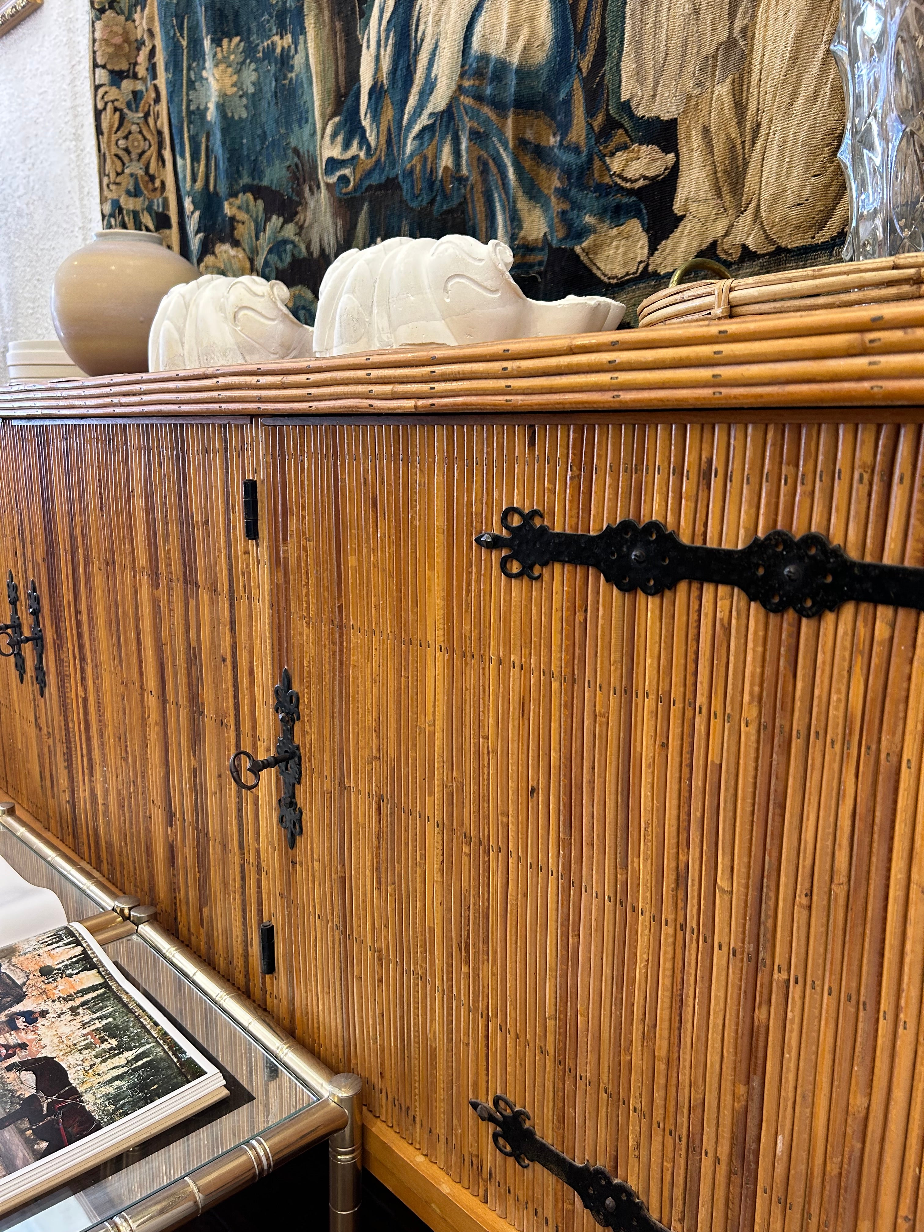 1950’s French Audoux Minet Bamboo Sideboard
