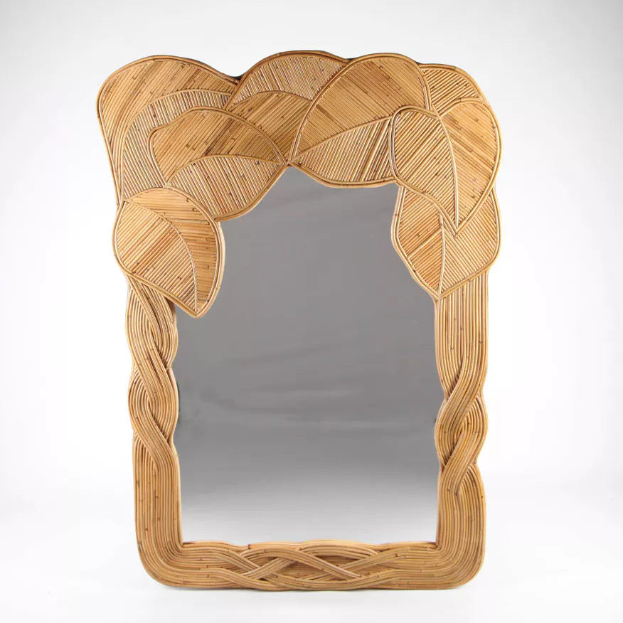French Rattan Floor Mirror
