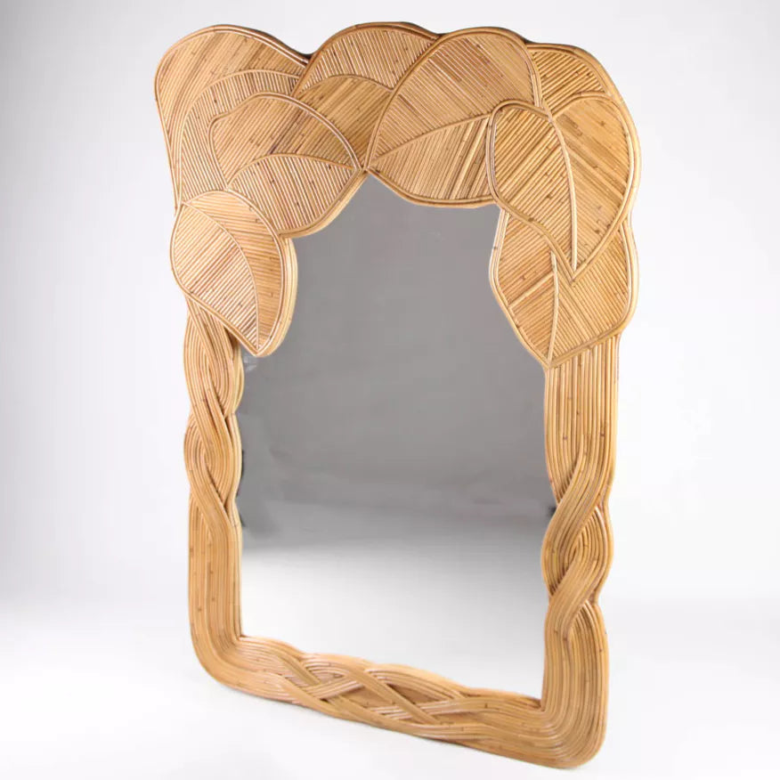 French Rattan Floor Mirror
