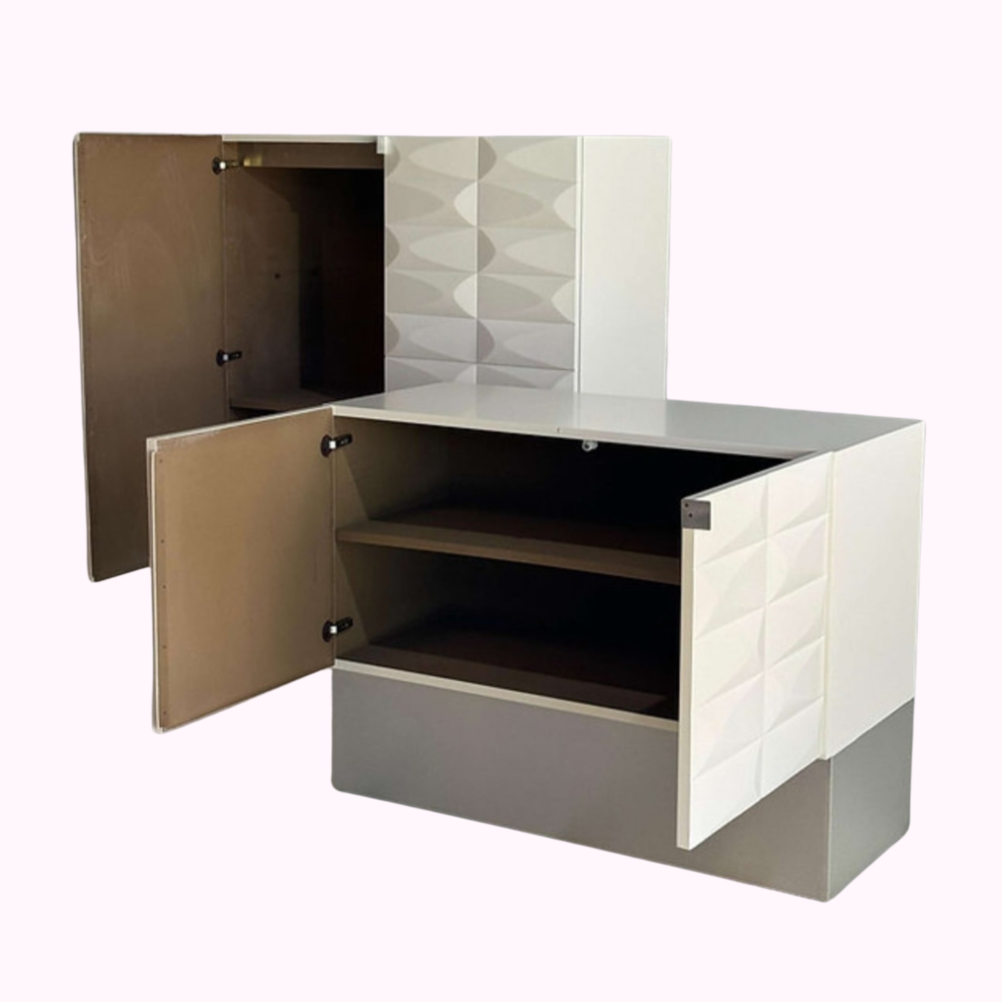 1970s White Belgium Brutalist Cabinet